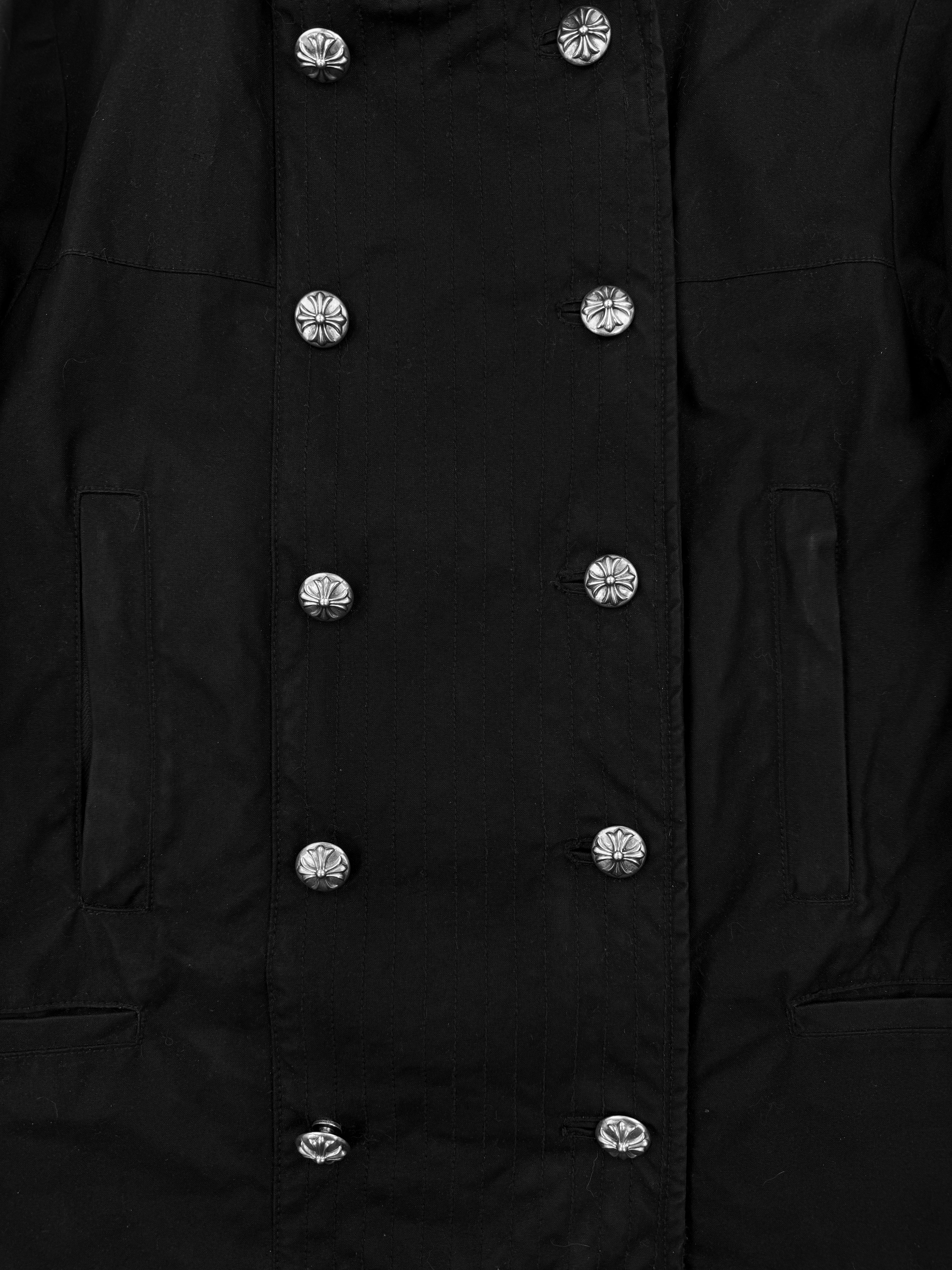 Chrome Hearts Dagger Zip Fleur Back Lined Black Peacoat