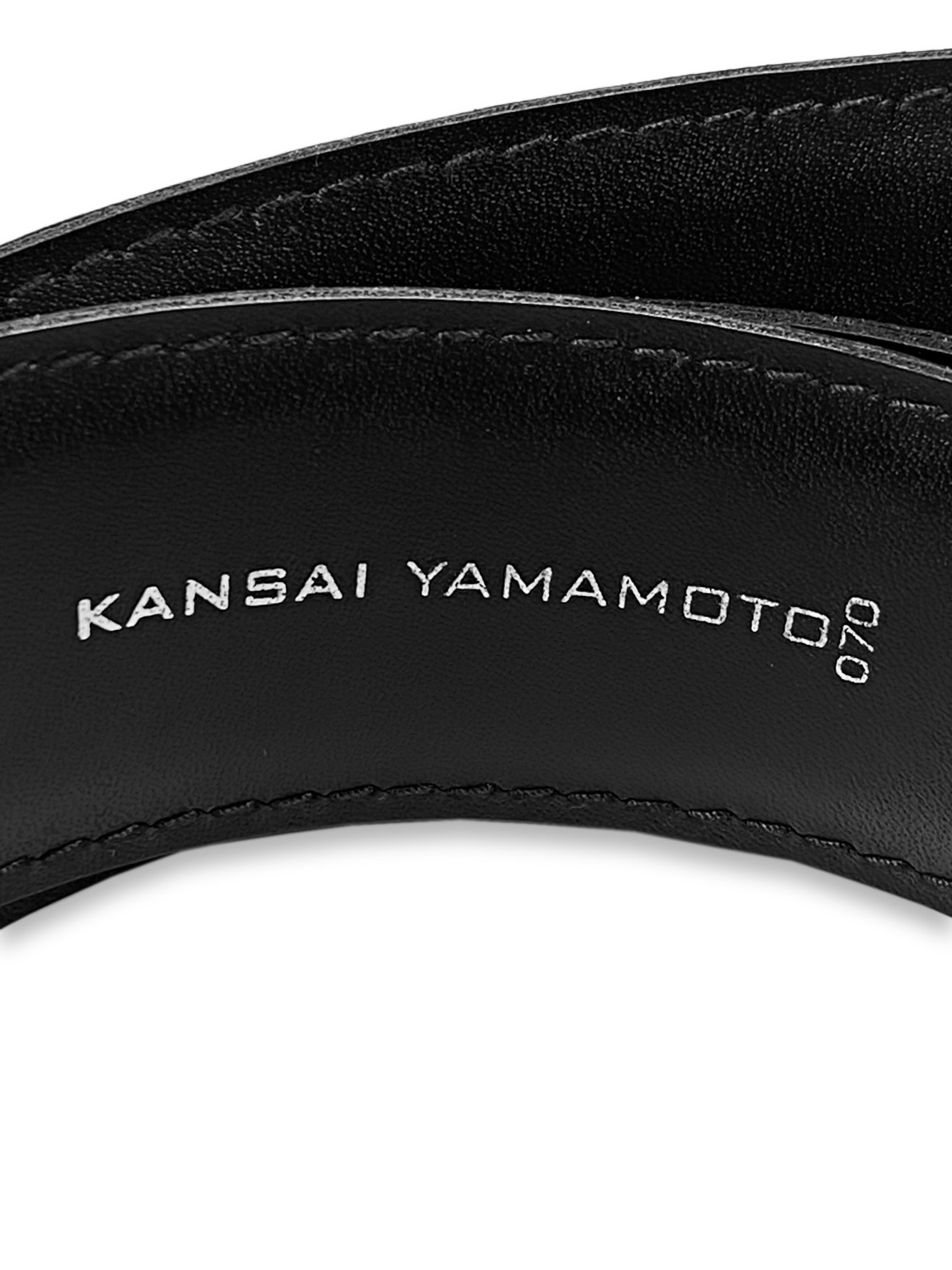 Kansai Yamamoto Silver Buckle Black Leather Belt
