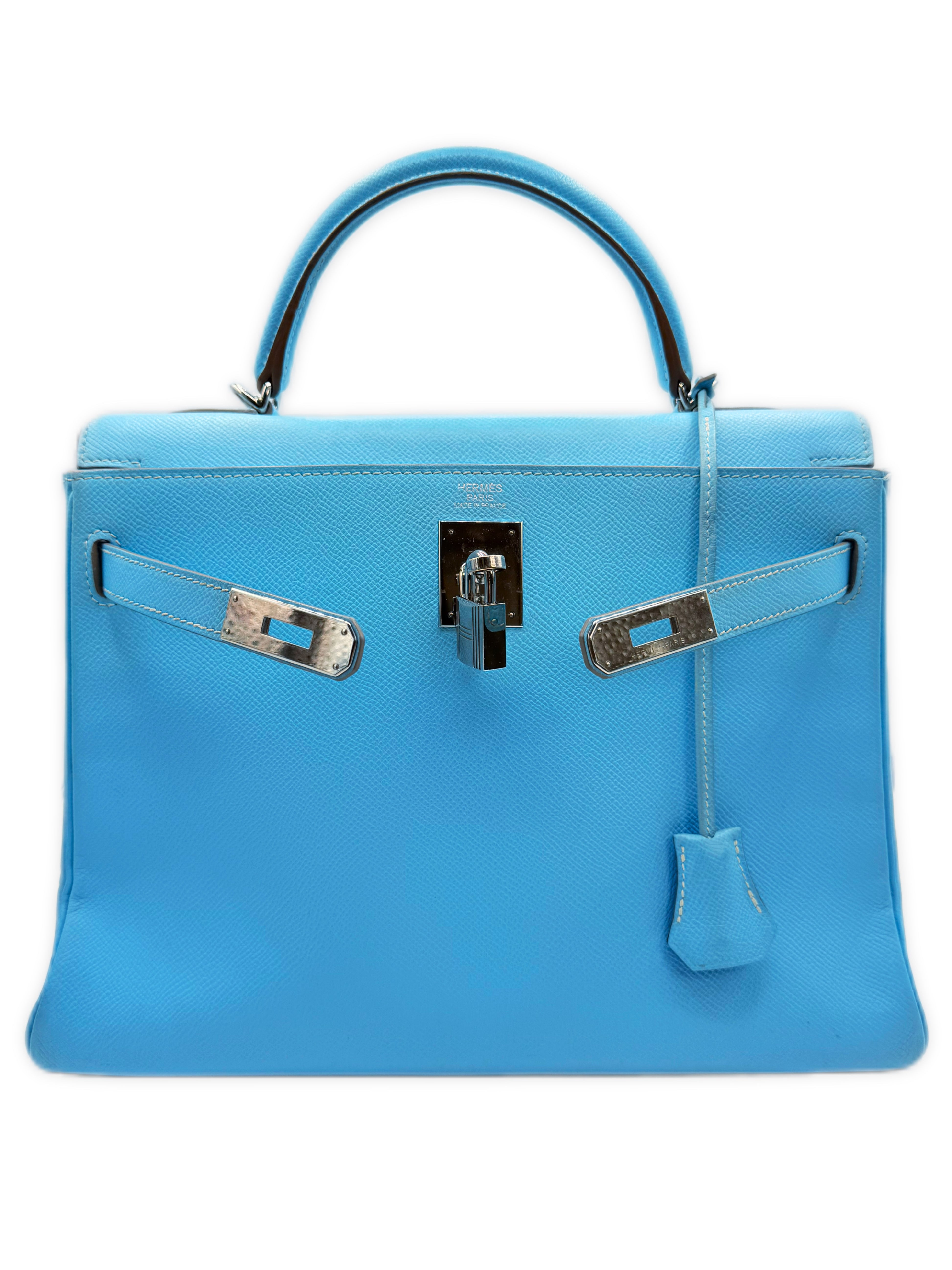 AW11 Hermès Kelly 32 Retourne Candy Bleu Celeste Hand Bag