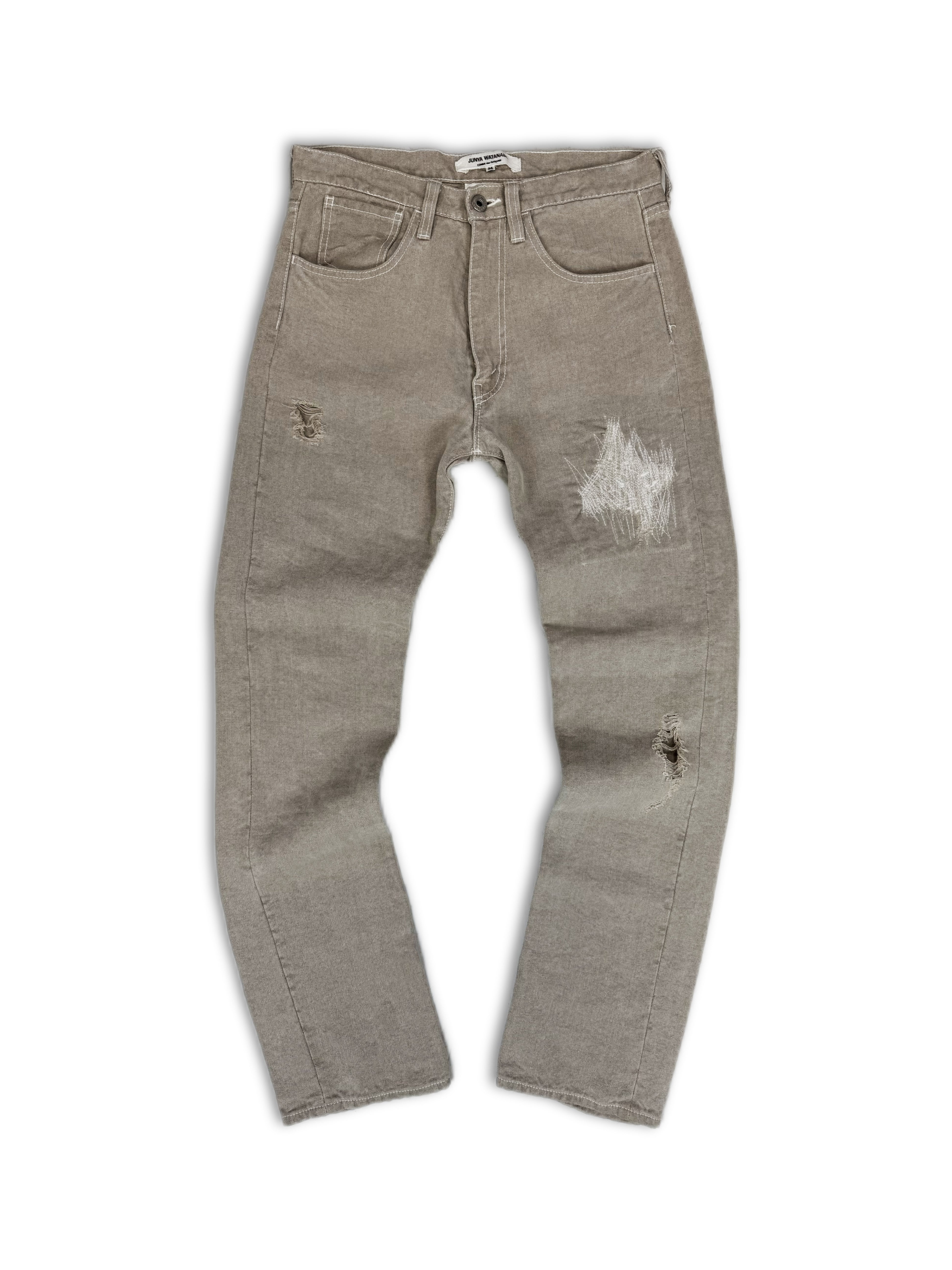 00s Junya Watanabe Sashiko Stitch Distressed Boot Cut Denim