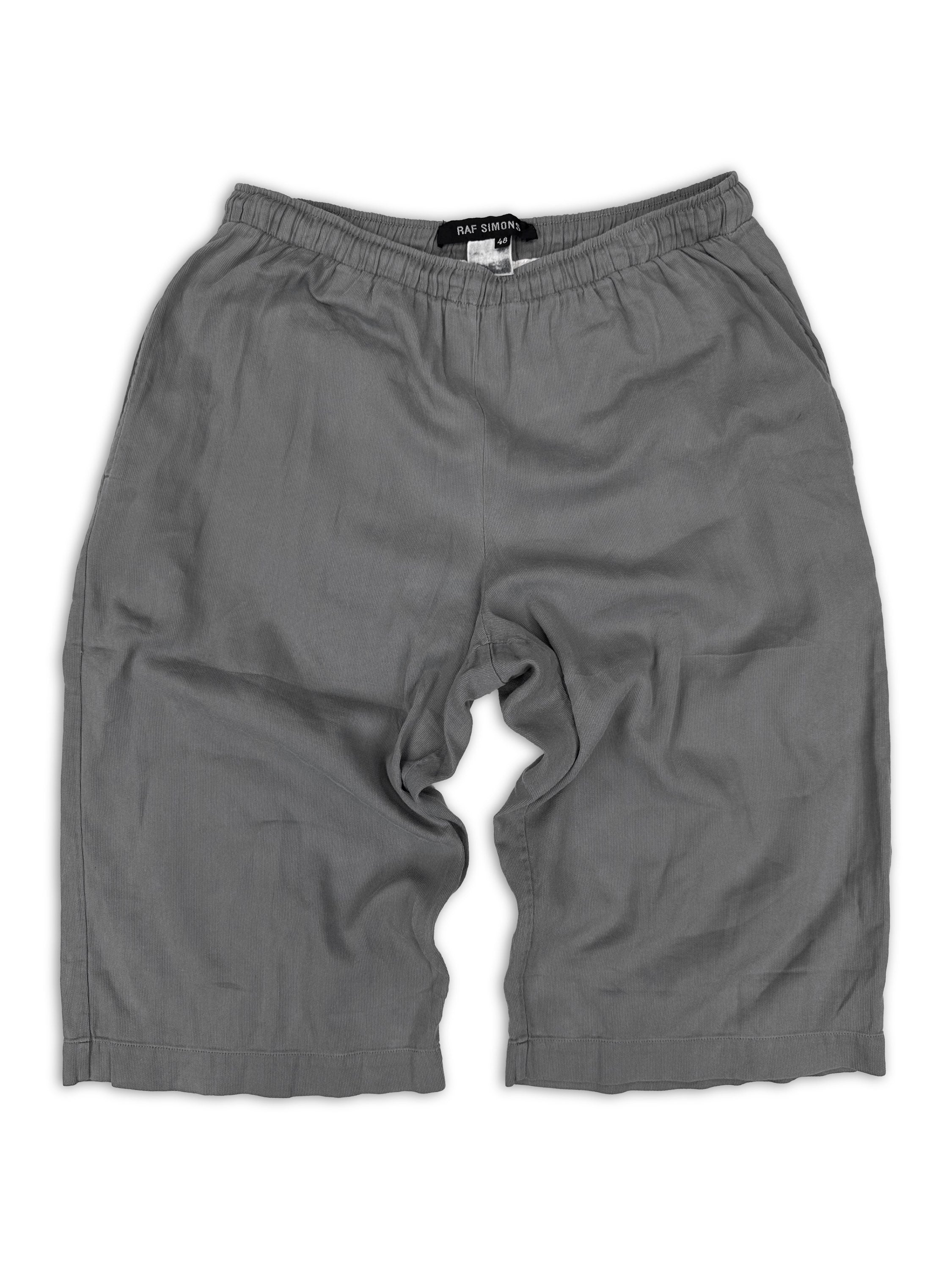 90s Raf Simons Grey Elasticated Drawstring Essential Shorts