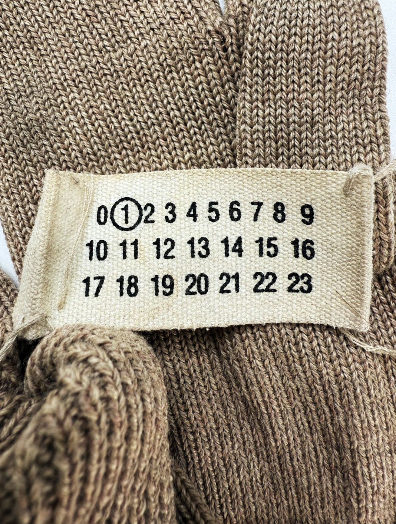 Maison Margiela ‘Tabi’ Three Finger Beige Knitted Gloves