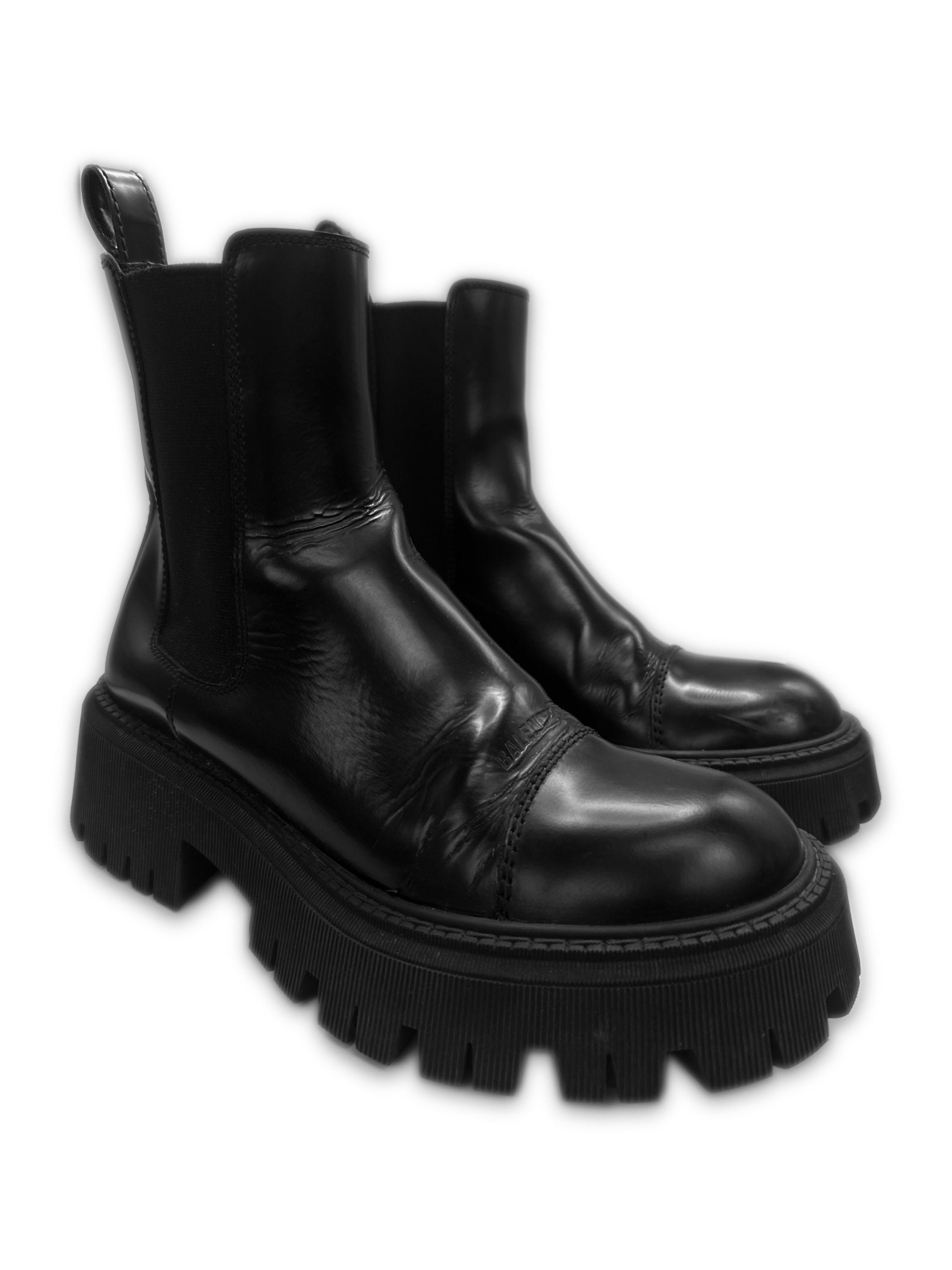 Balenciaga ‘Tractor’ Chelsea Black Leather Platform Boots