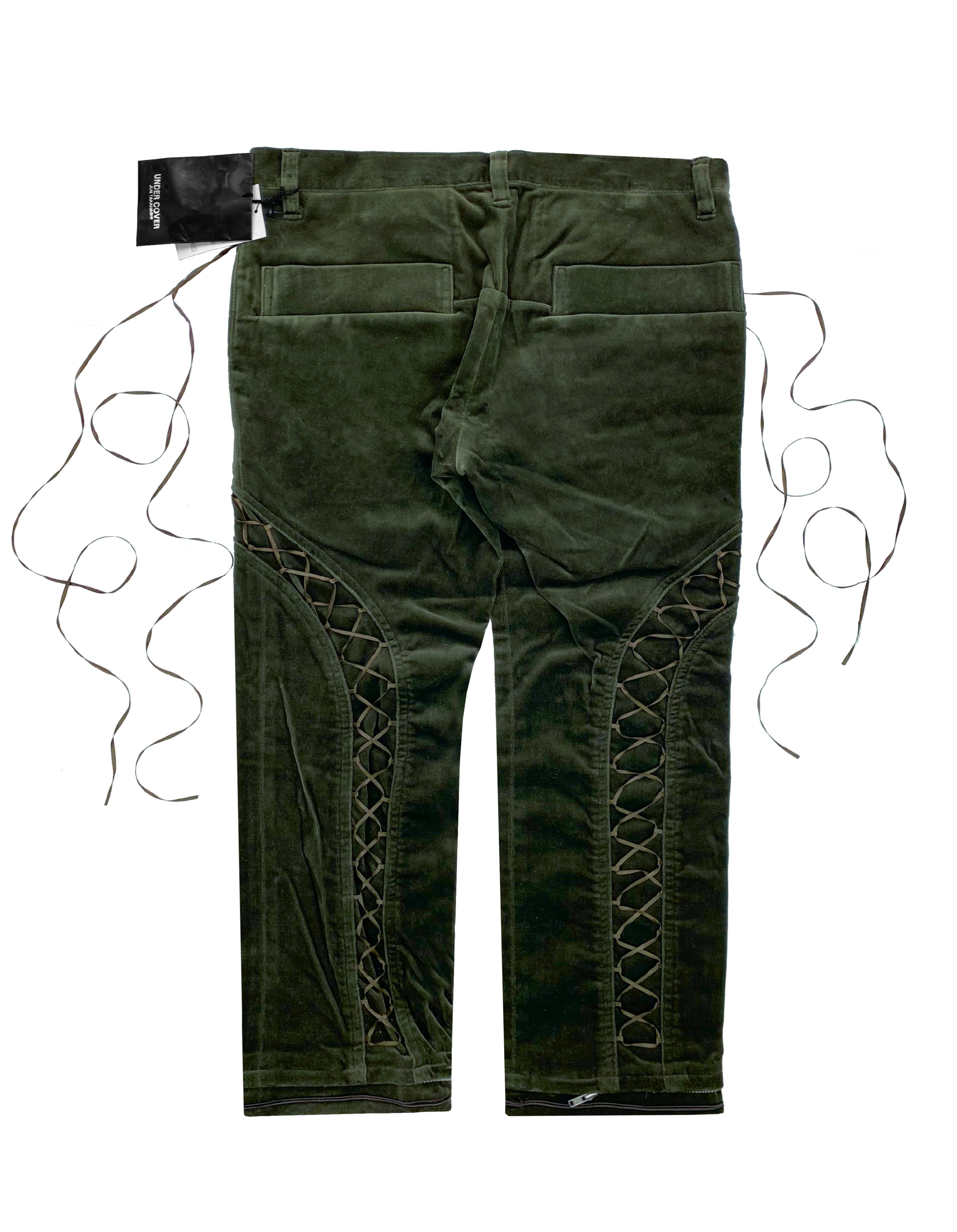 AW06 Undercover “Guru Guru” Spiral Lace Forest Green Trousers