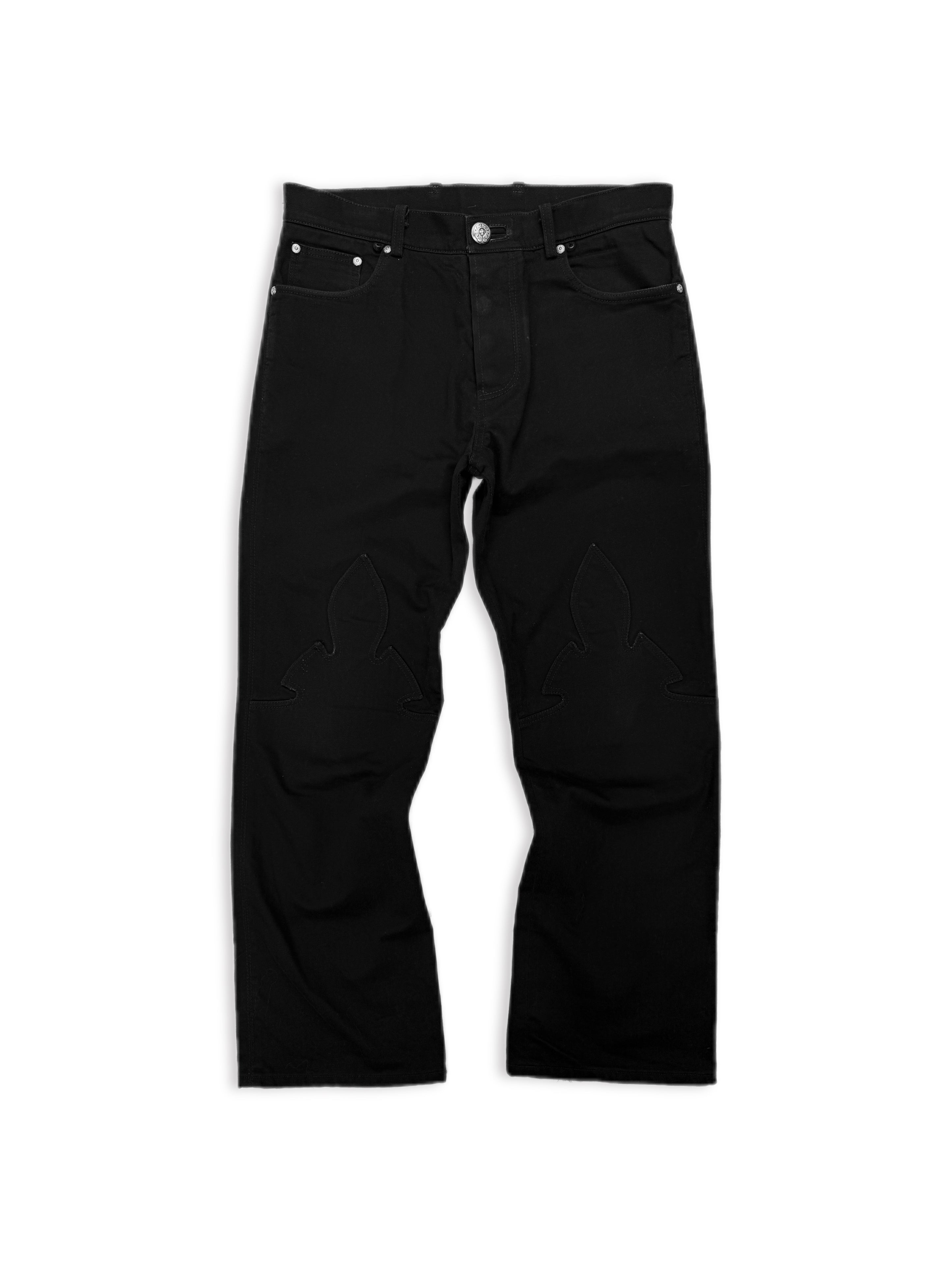 Chrome Hearts Fleur Knee Black .925 Silver Boot Cut Denim