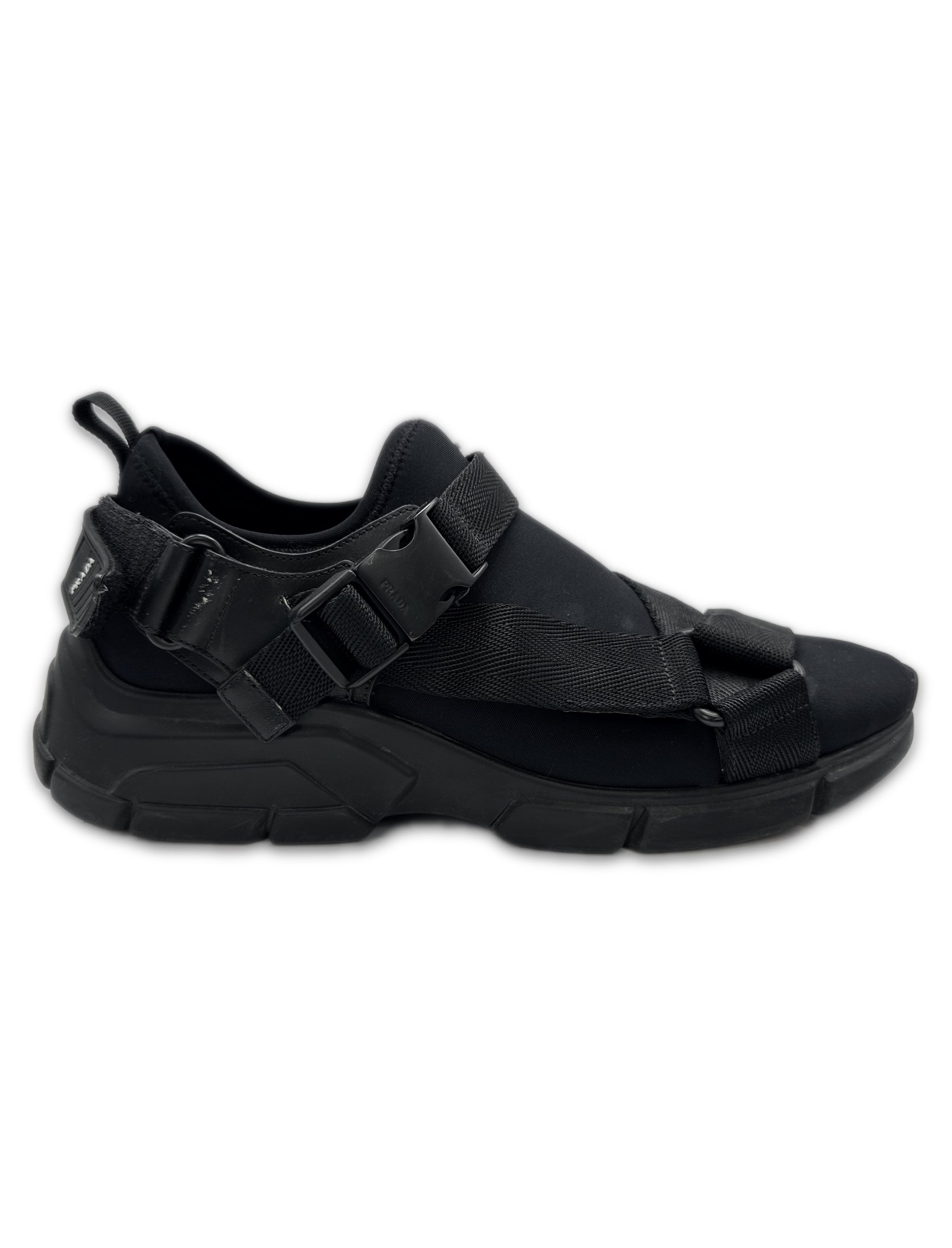 Prada ‘Buckle’ Neoprene Black Strap Low-top Sneakers