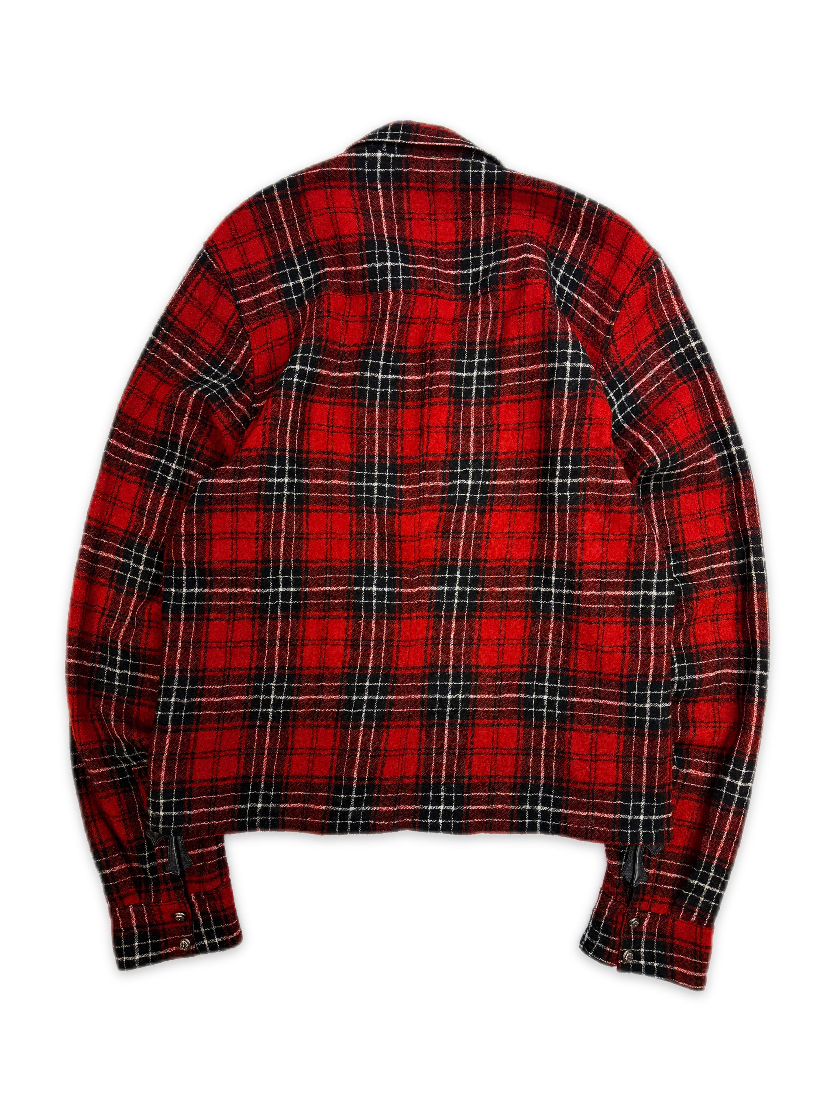 Chrome Hearts Dual Cross Patch Red Oval Button Heavy Weight Wool Flannel