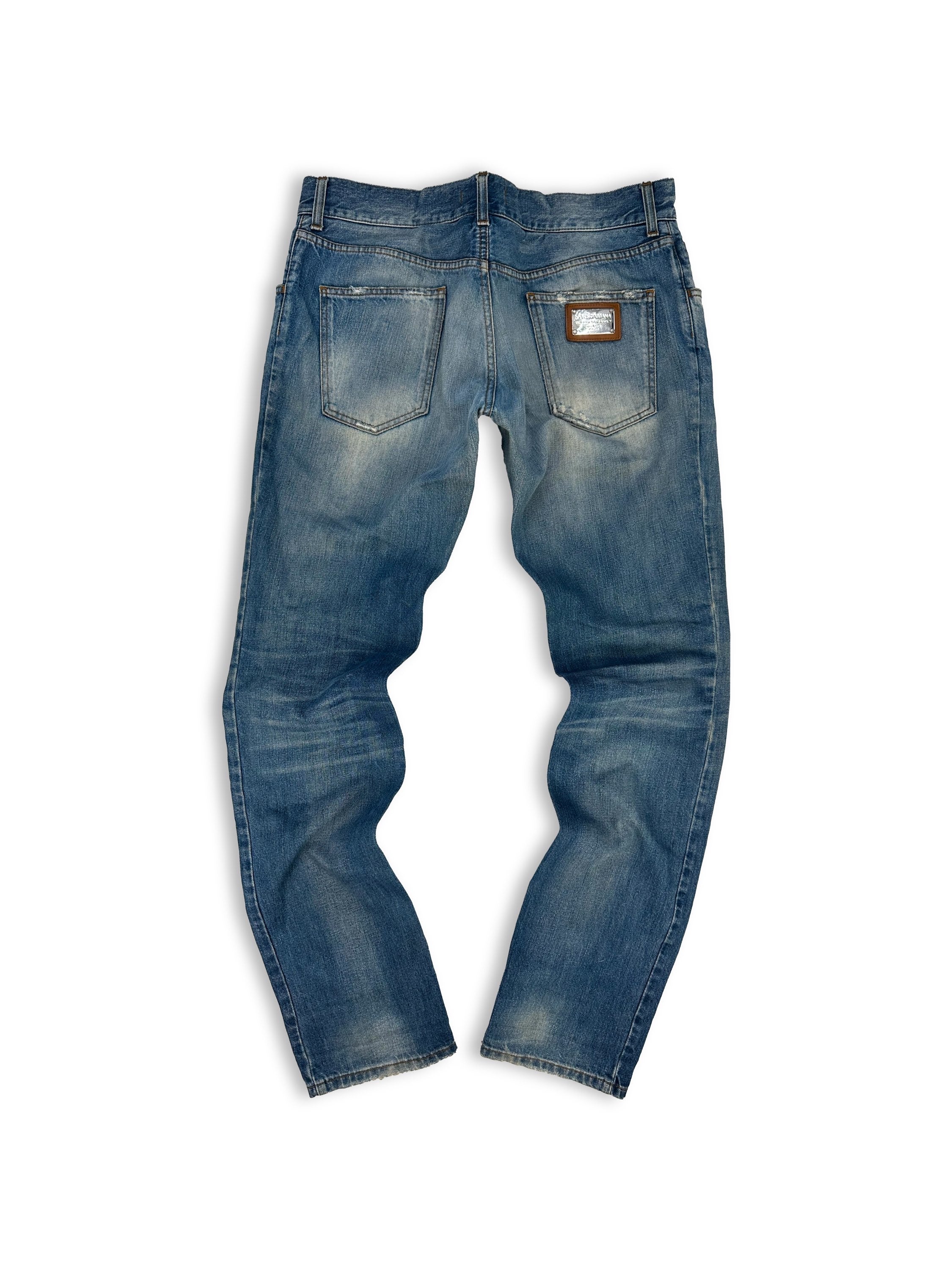 00s Dolce &amp; Gabbana Blue Wash Distressed Denim
