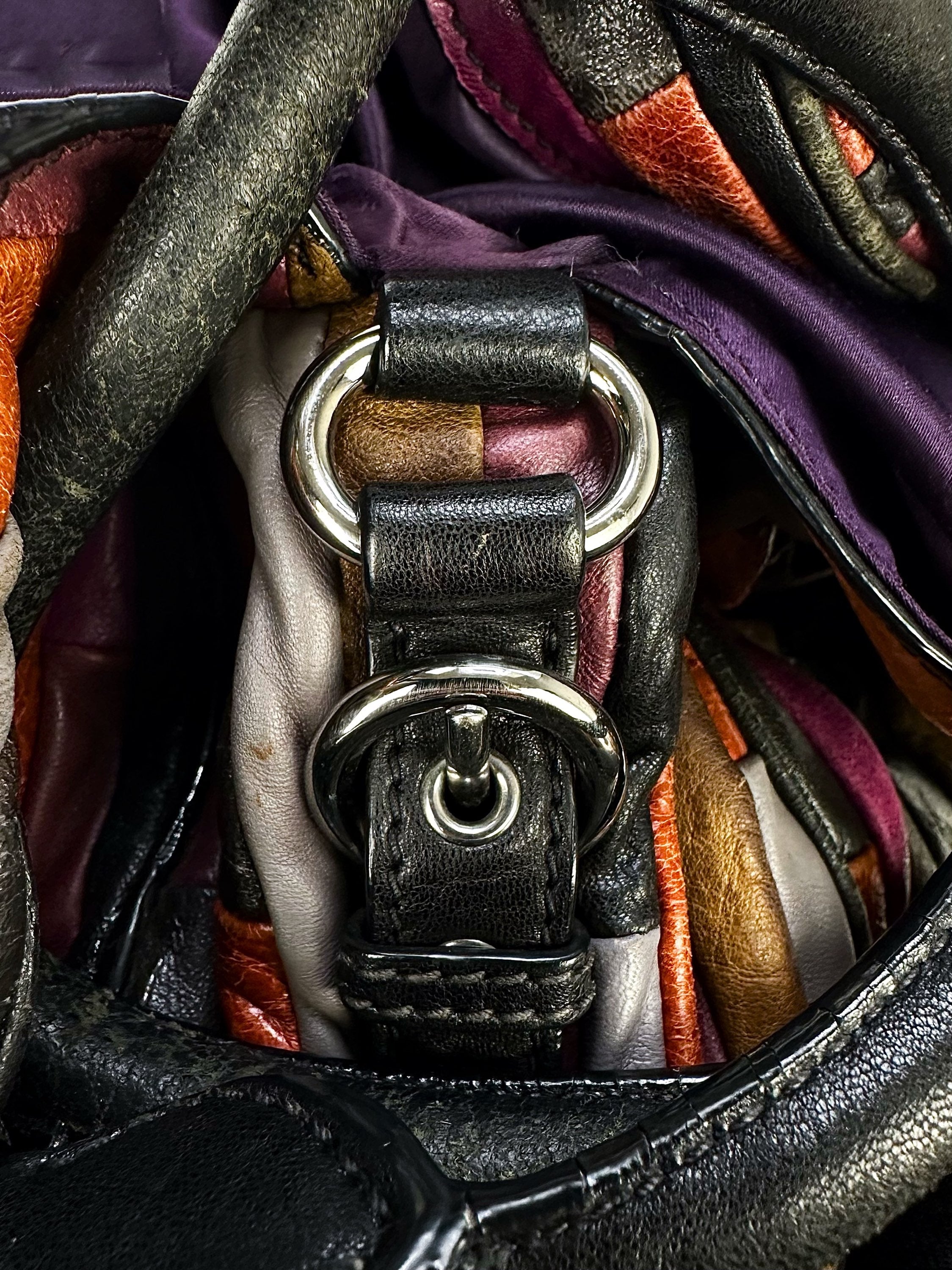 00s Miu Miu Colour Block Metallic Rainbow Leather Handbag