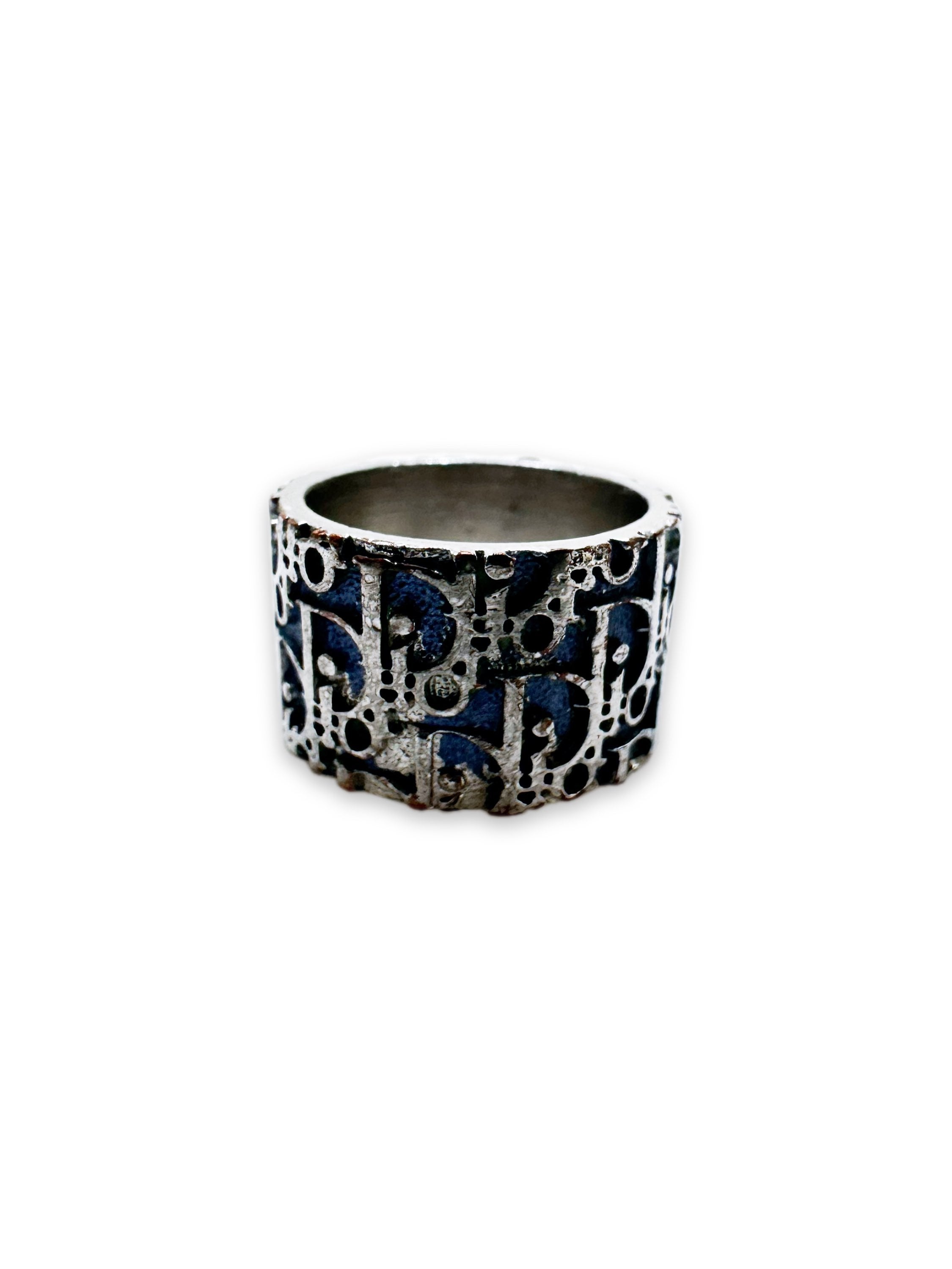 00s Dior ‘2’ Trotter Monogram Blue Ring