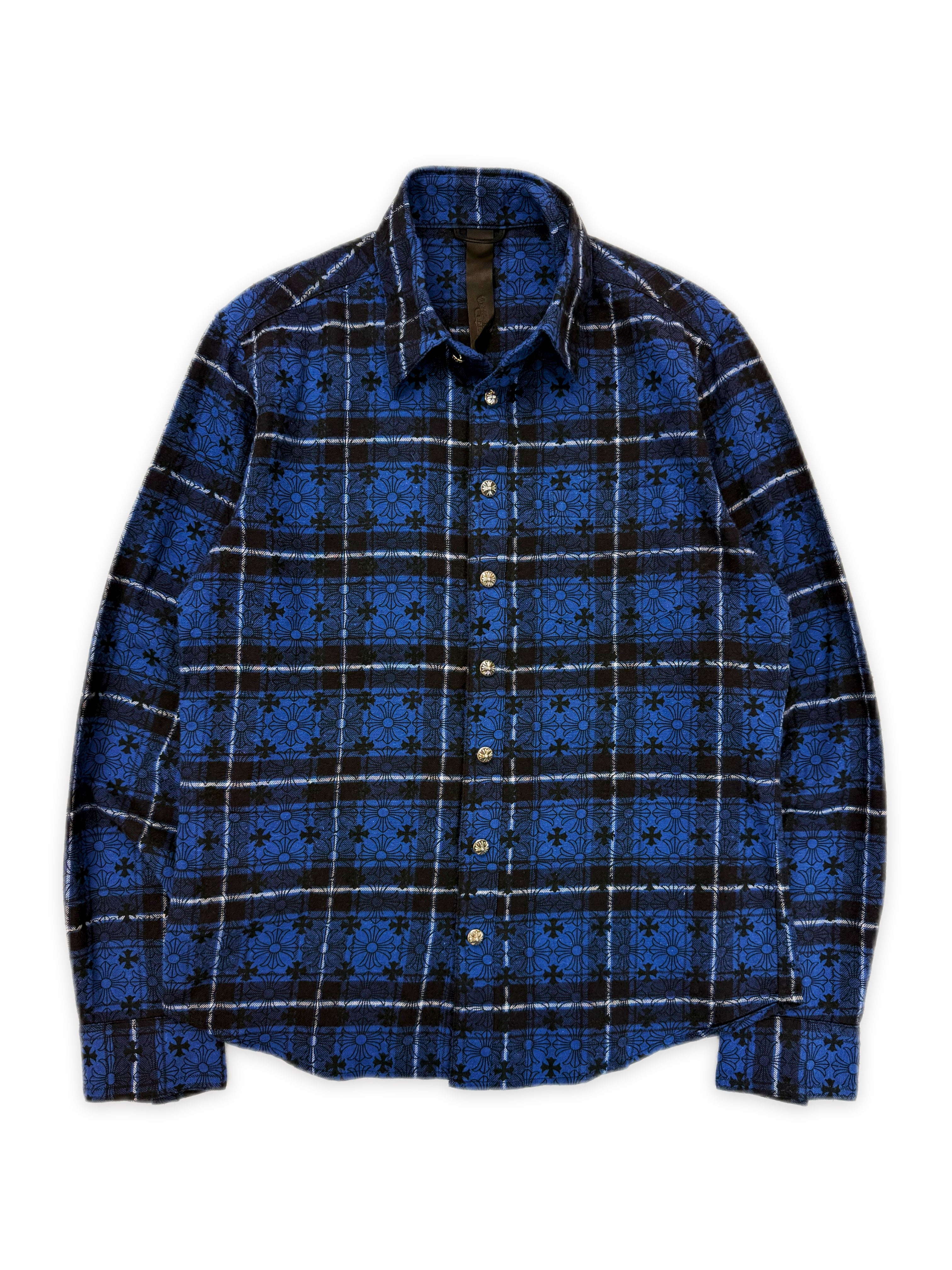 Chrome Hearts Loose Ends Leather Cross Patch Blue .925 Silver Flannel
