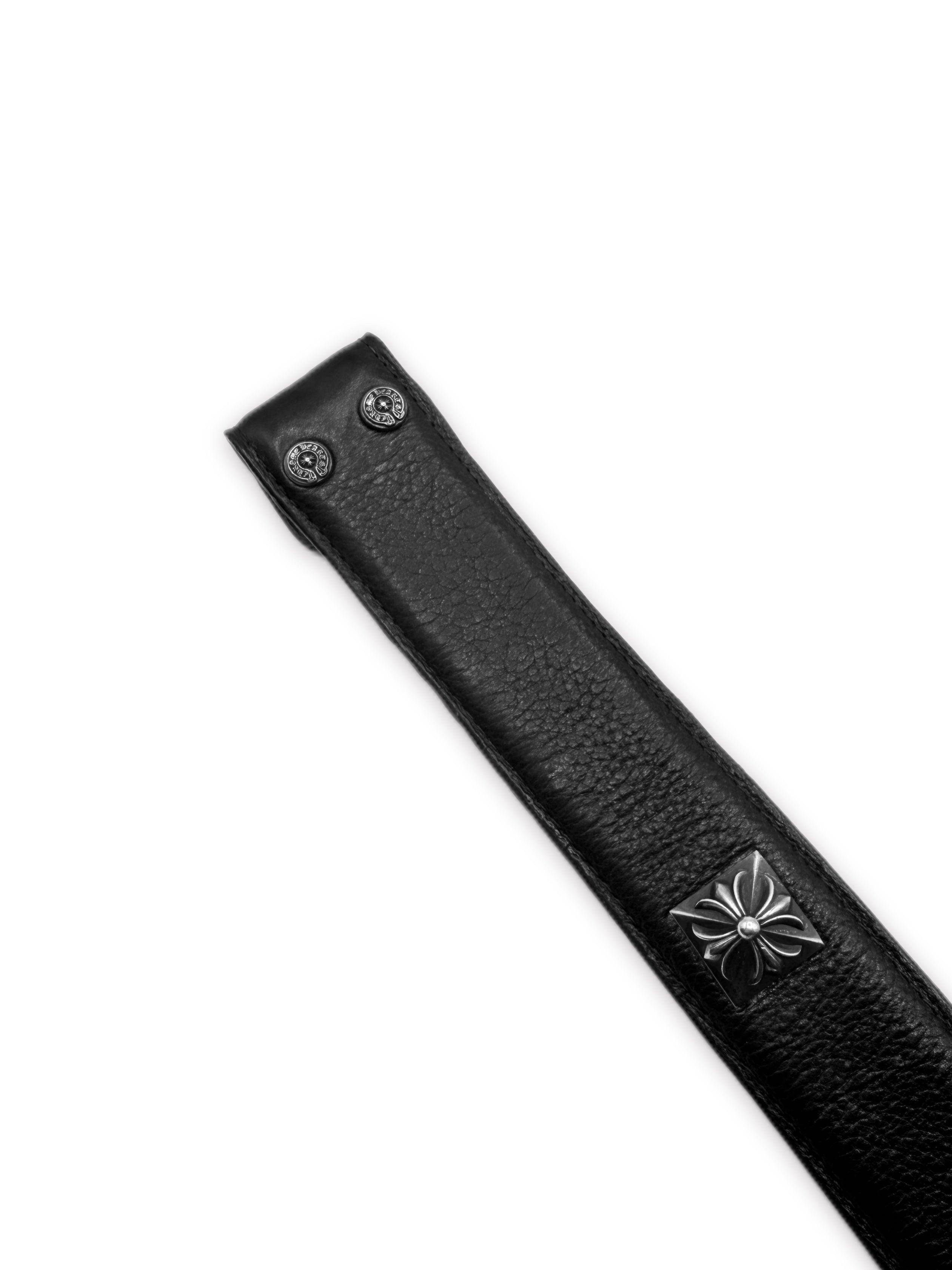 Chrome Hearts Pyramid Stud Black Leather Belt Strap