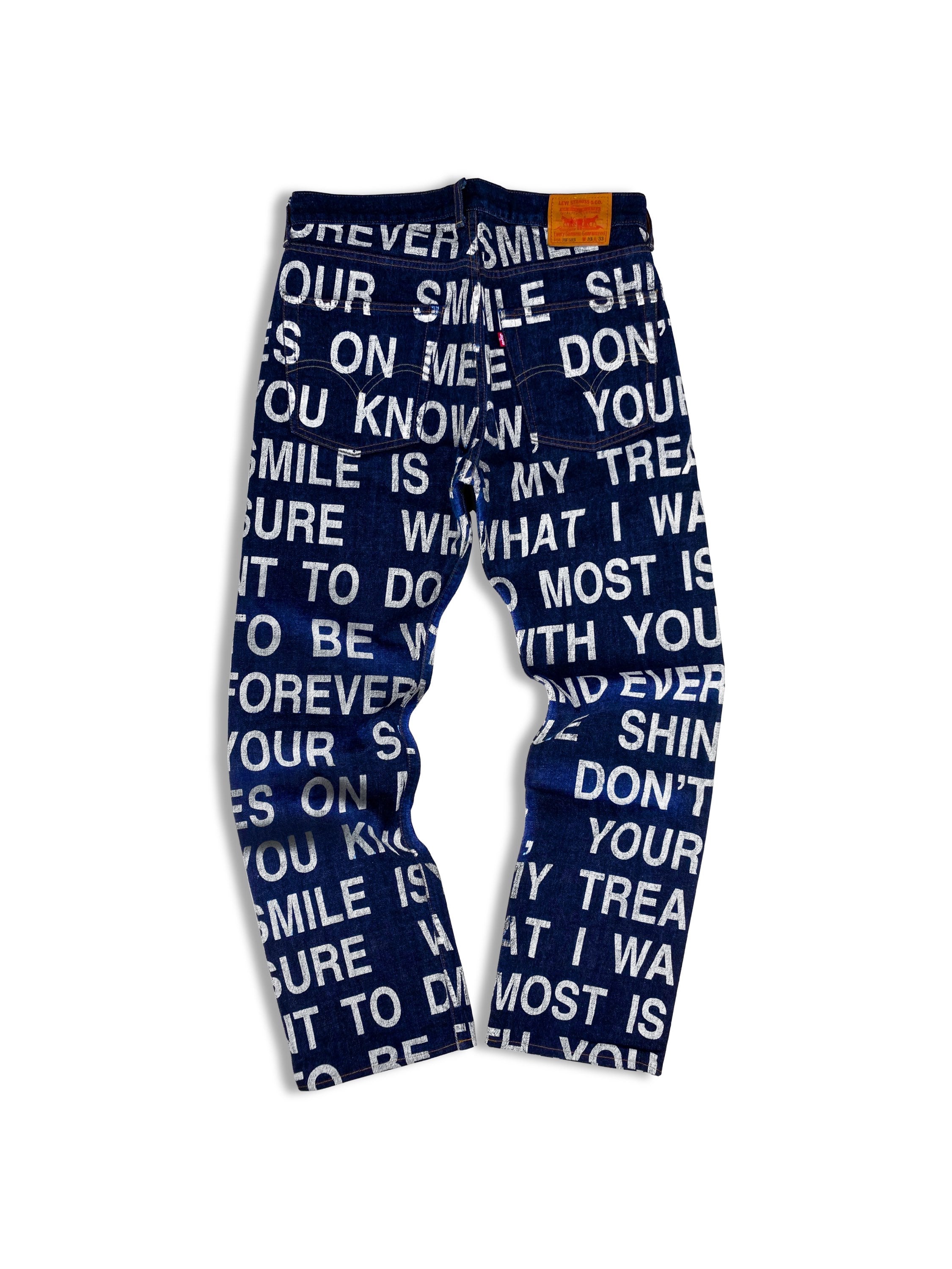 SS02 Junya Watanabe ‘Forever’ Poem Indigo Full Print Denim