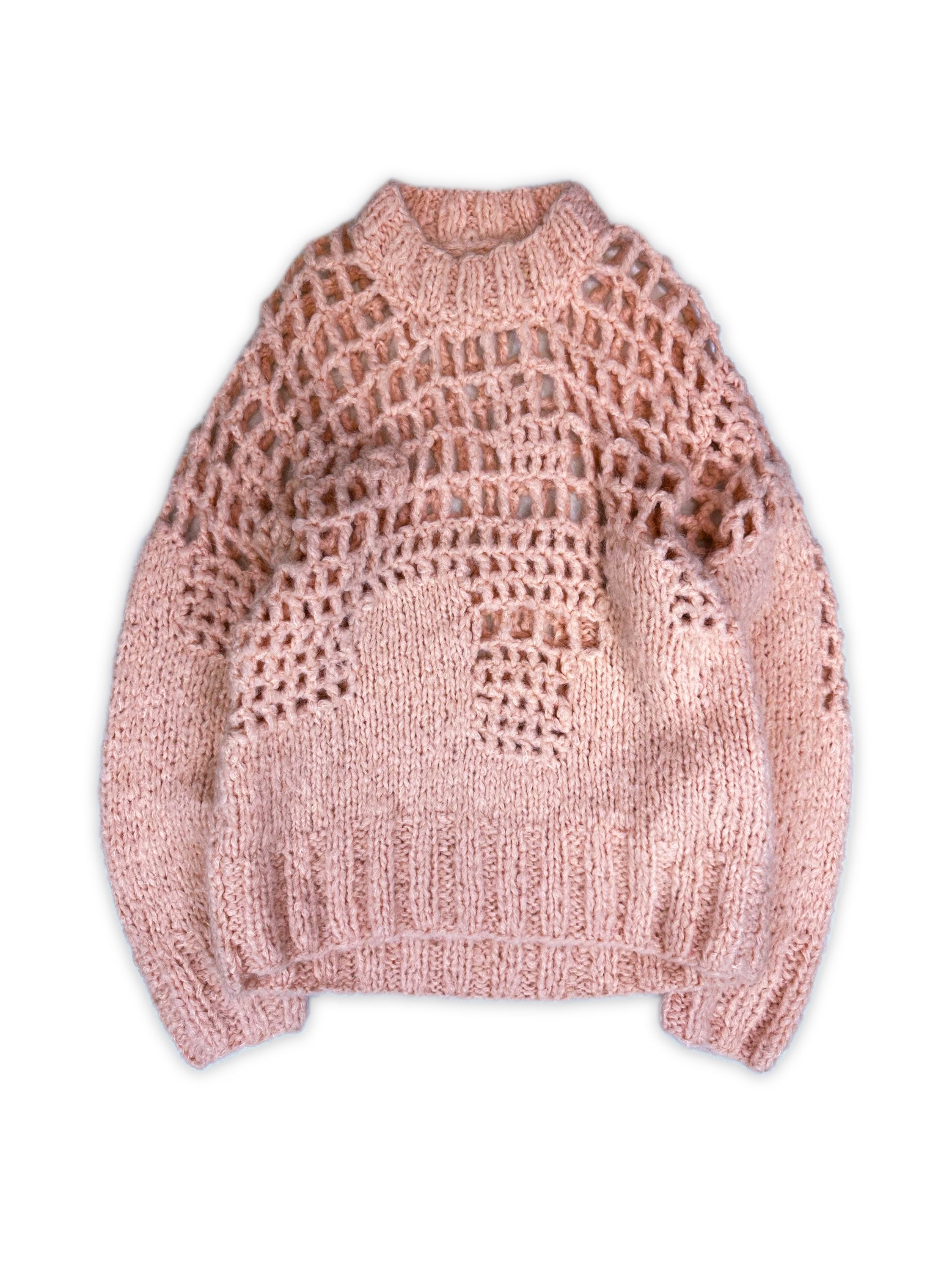 Maison Margiela ‘Grid’ MM6 Pink Loose Gauge Knitted Sweater
