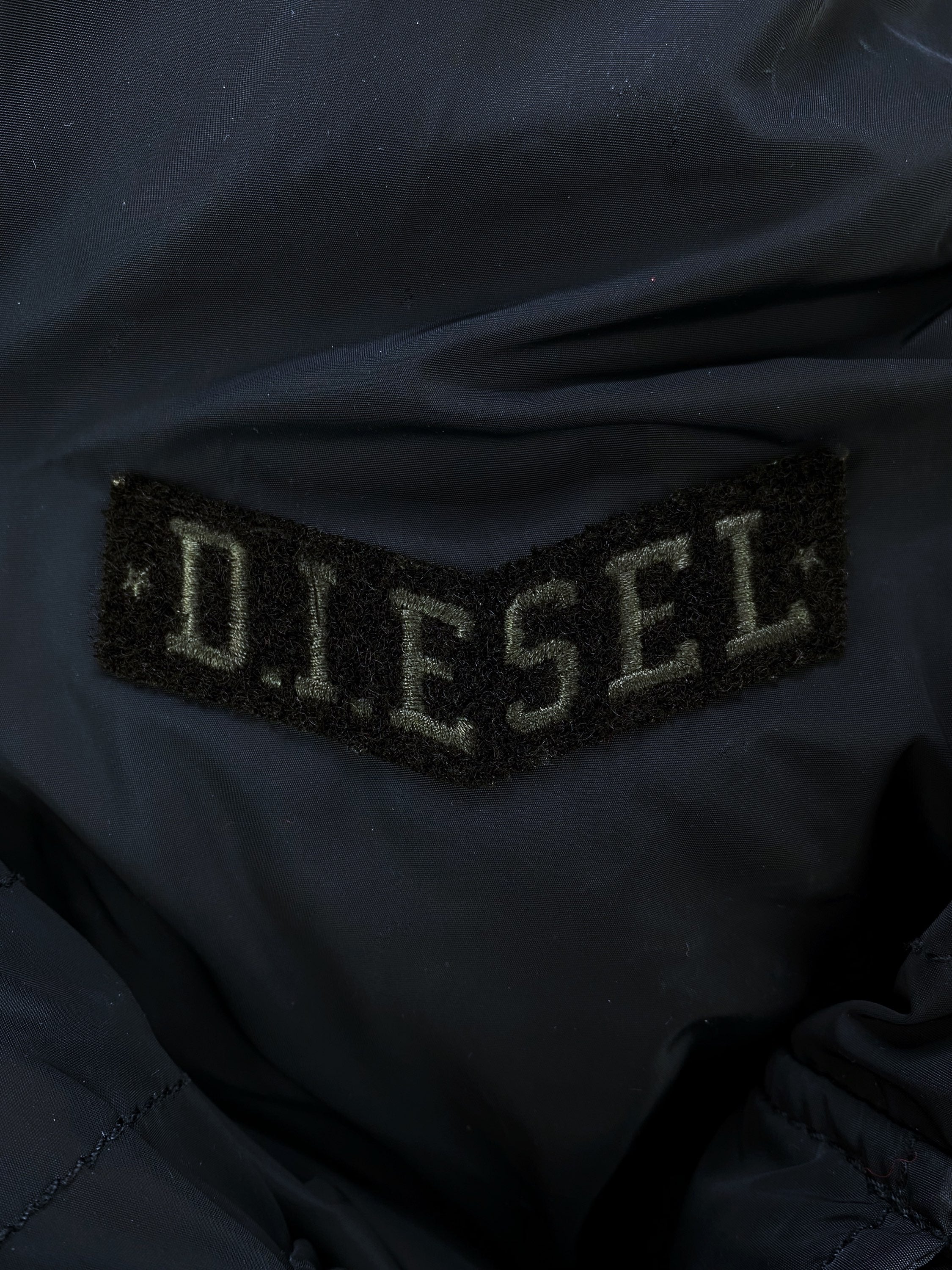 Diesel Riveted Navy Blue Down Fill Puffer Trench Coat