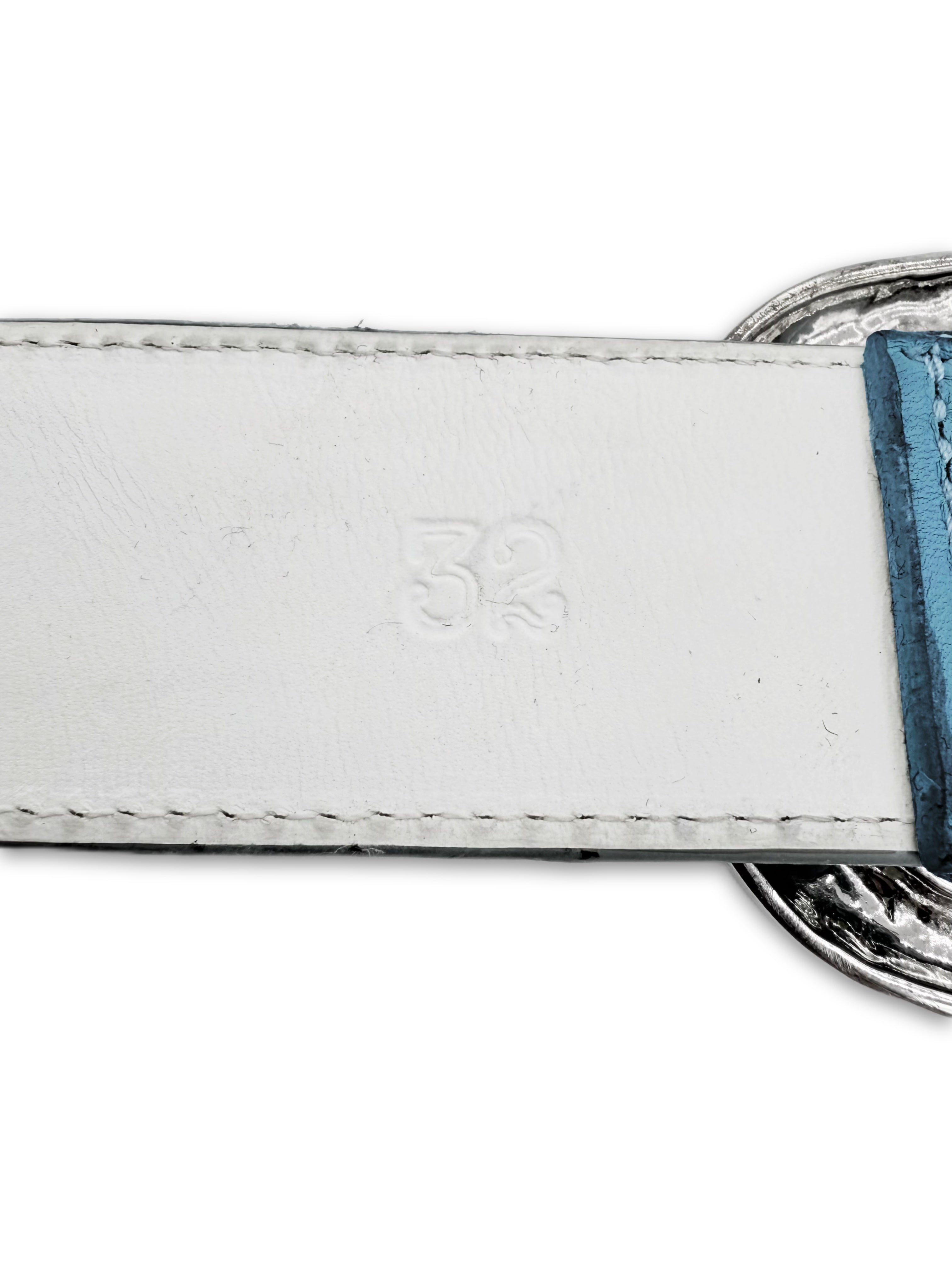 Chrome Hearts Sky Blue Leather ‘Gunslinger’ .925 Silver Belt