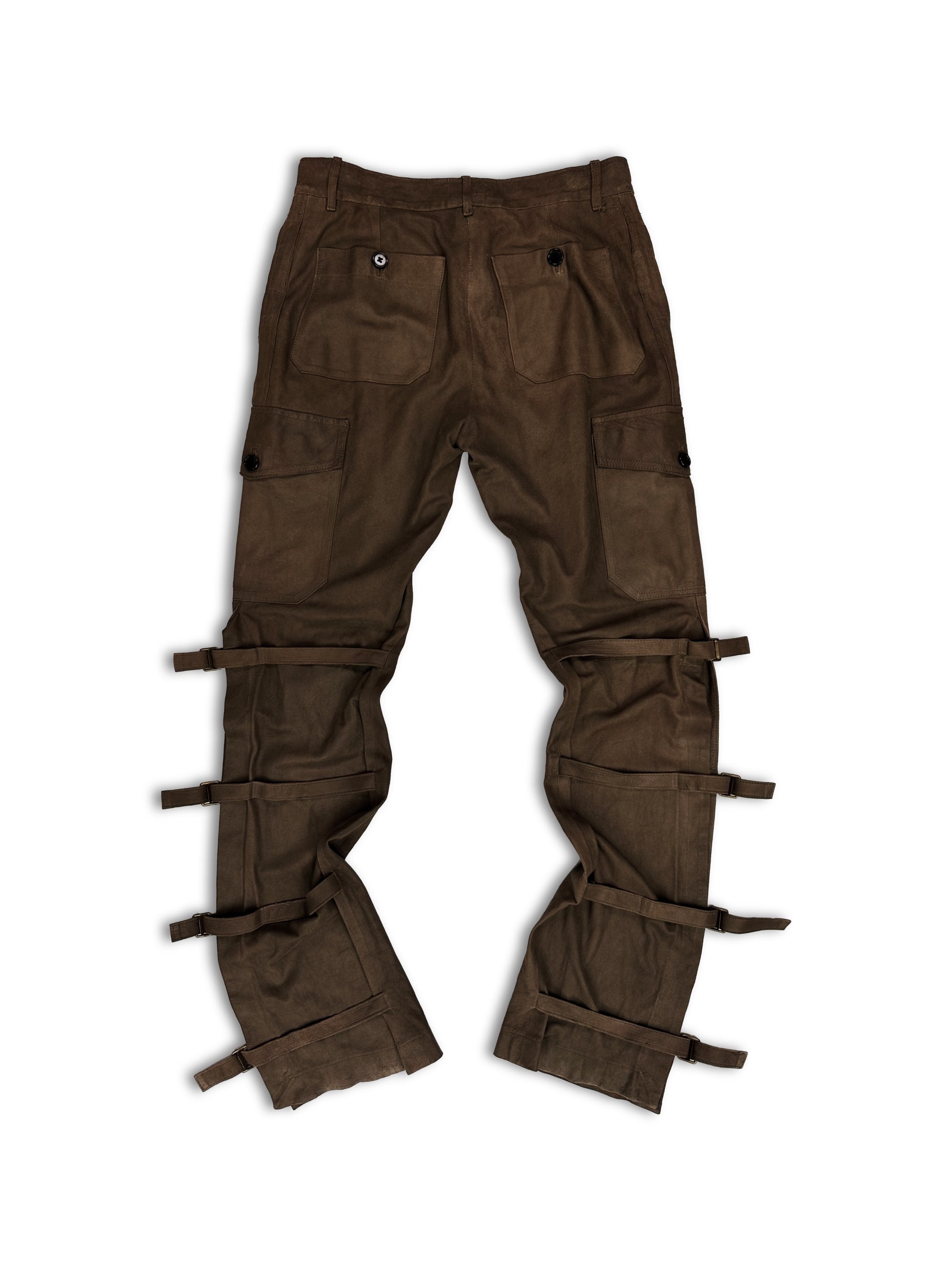 AW03 Ann Demeulemeester ‘Bondage’ Strap Suede Belted Cargo Pants
