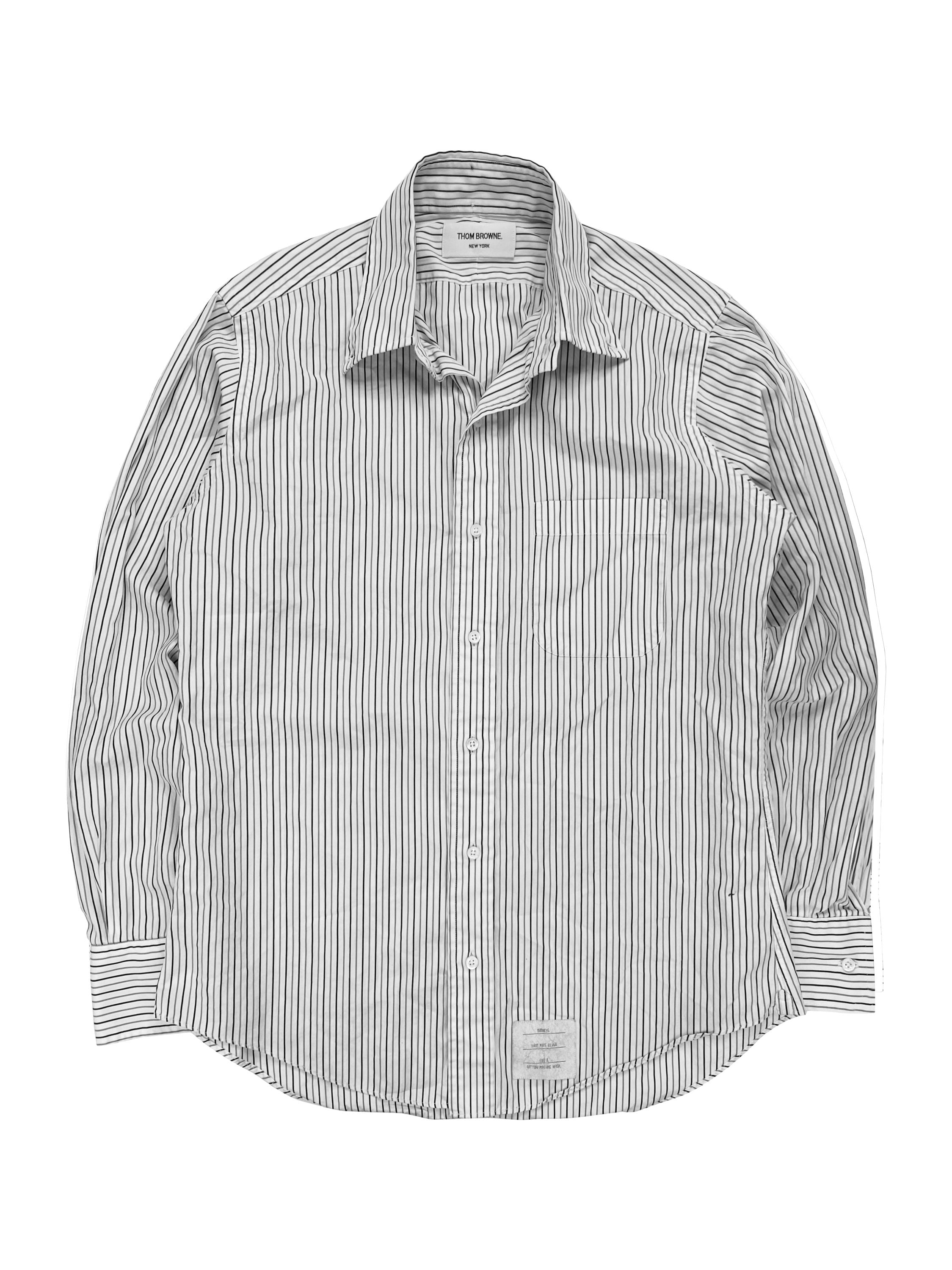 Thom Browne Pinstripe Collared Button Down Longsleeve Shirt