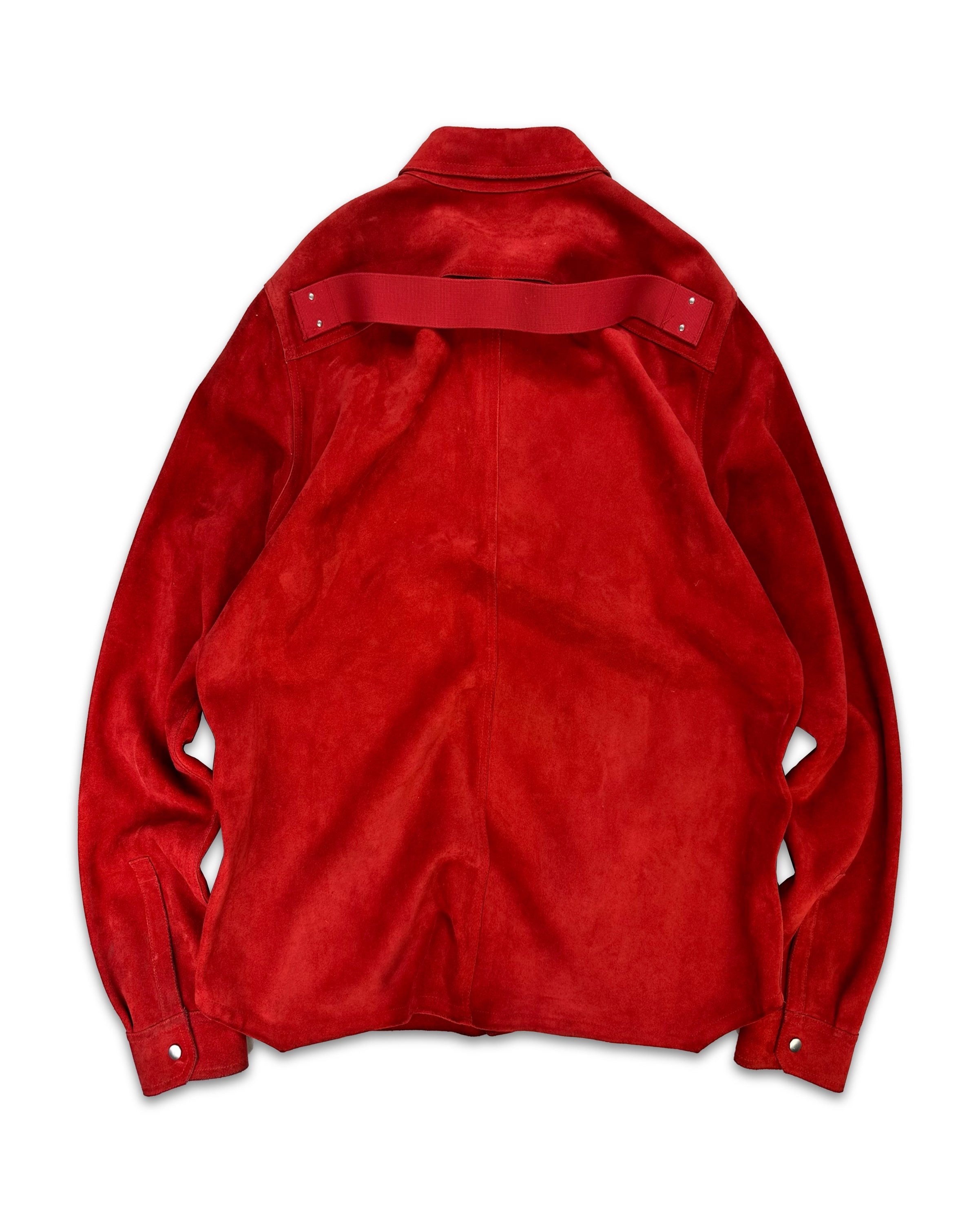 AW19 Rick Owens ‘Larry’ Red Suede Multi Pocket Jacket