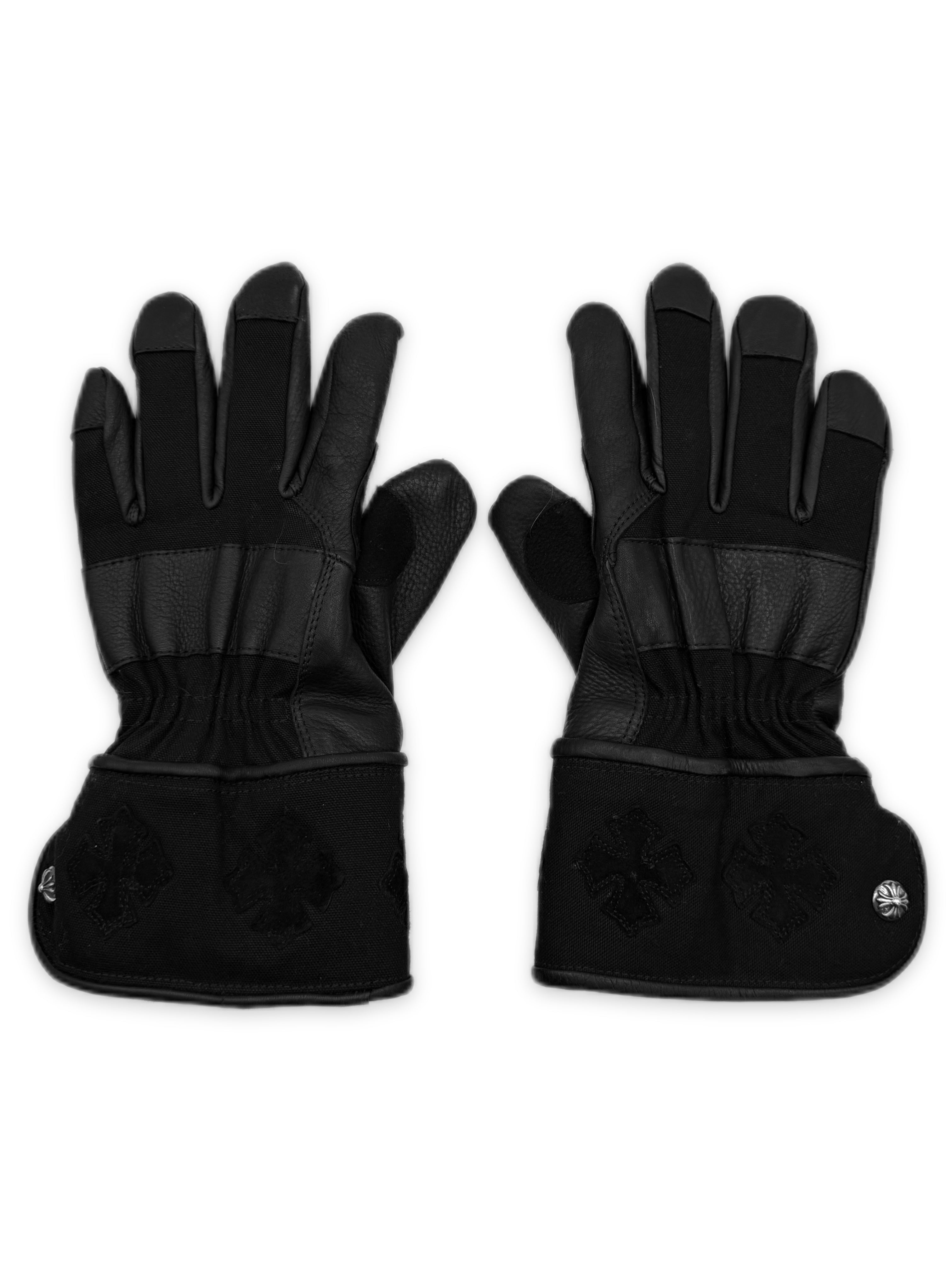 Chrome Hearts Deer Leather Plus Patch Fur Lined Winter Gloves
