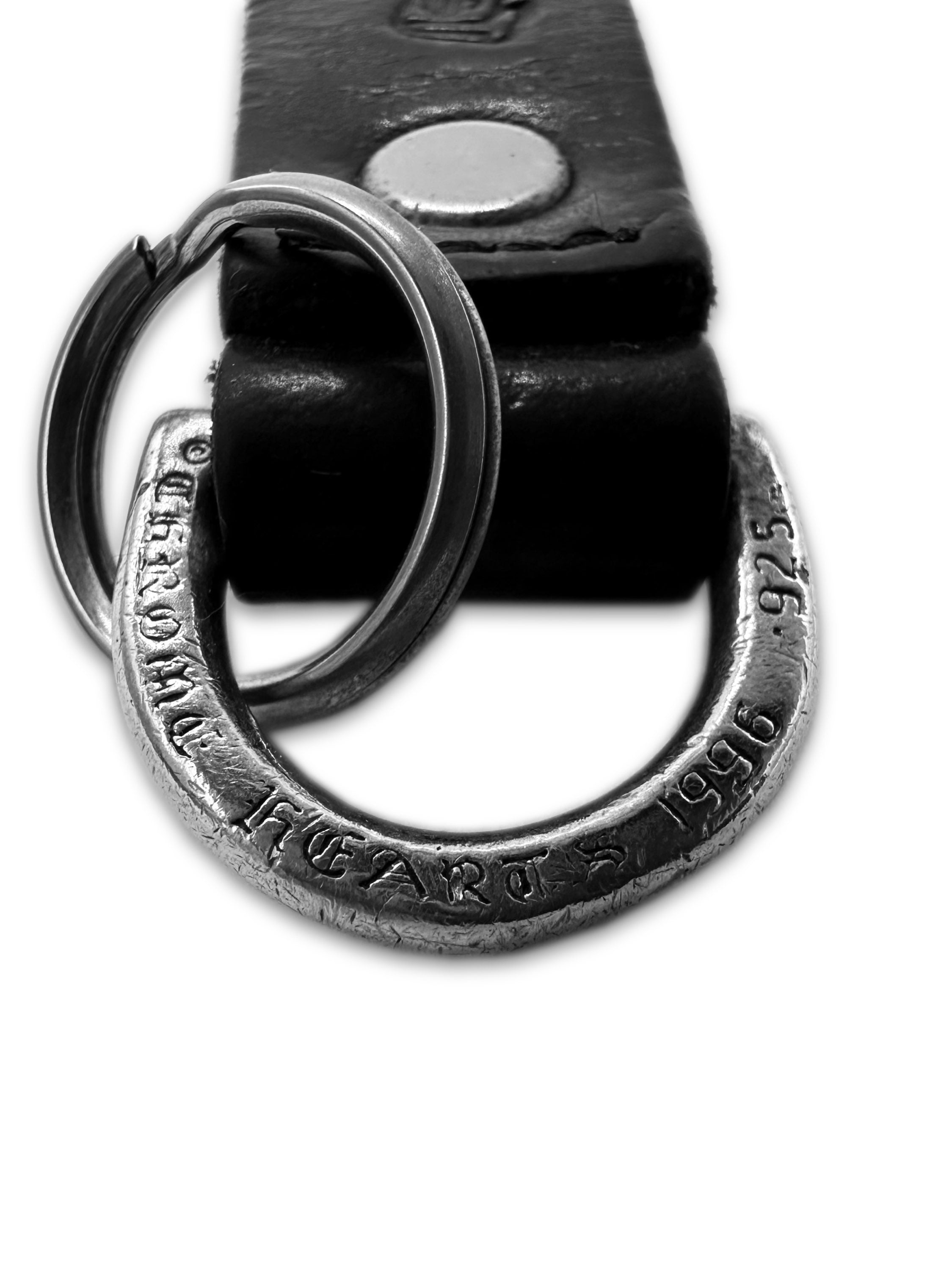 1996 Chrome Hearts ‘Fleur’ .925 Silver Black Leather Keychain