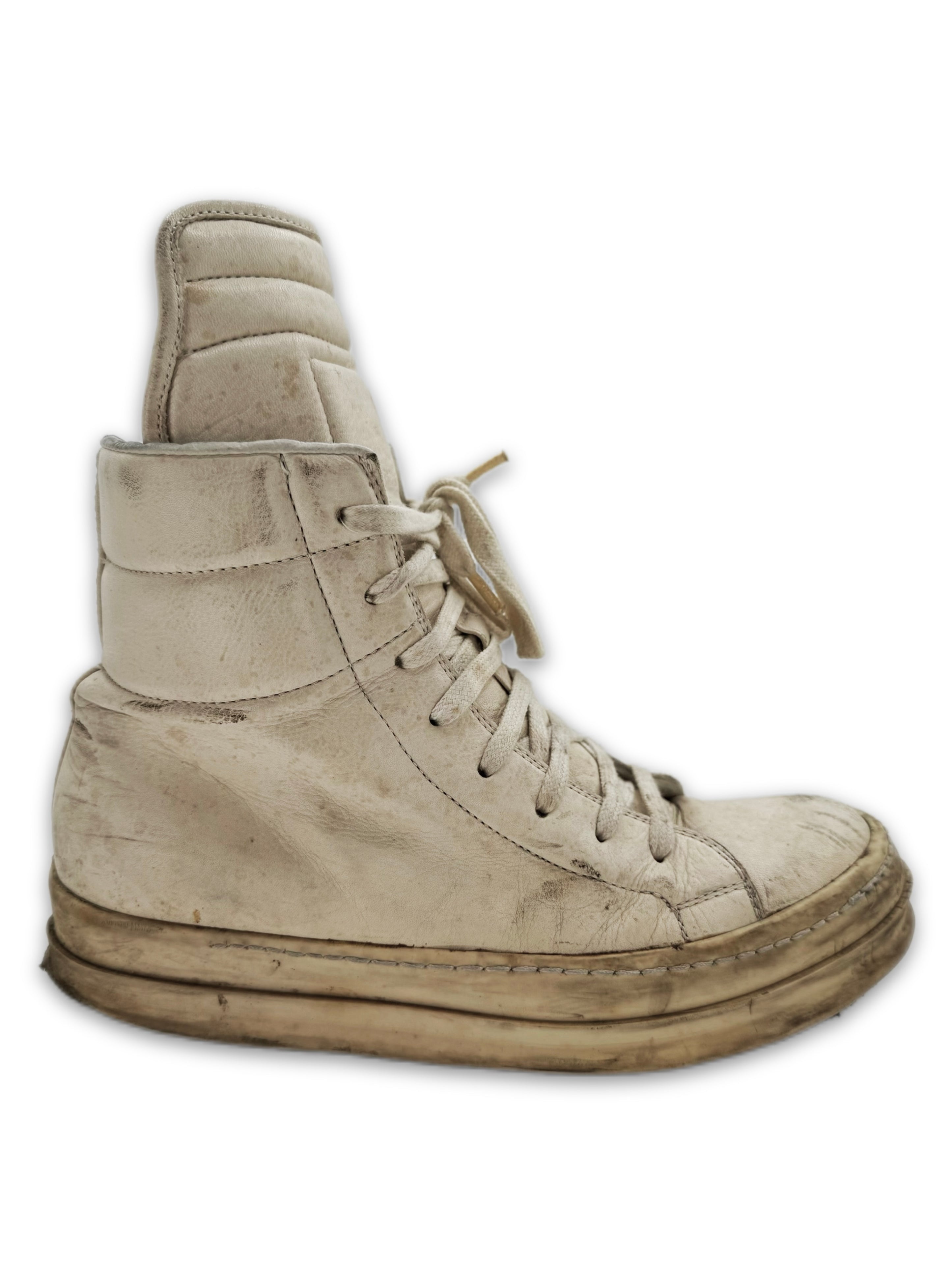 SS07 Rick Owens ‘Minimal Dunk’ Cream Leather Hi-top Sneaker