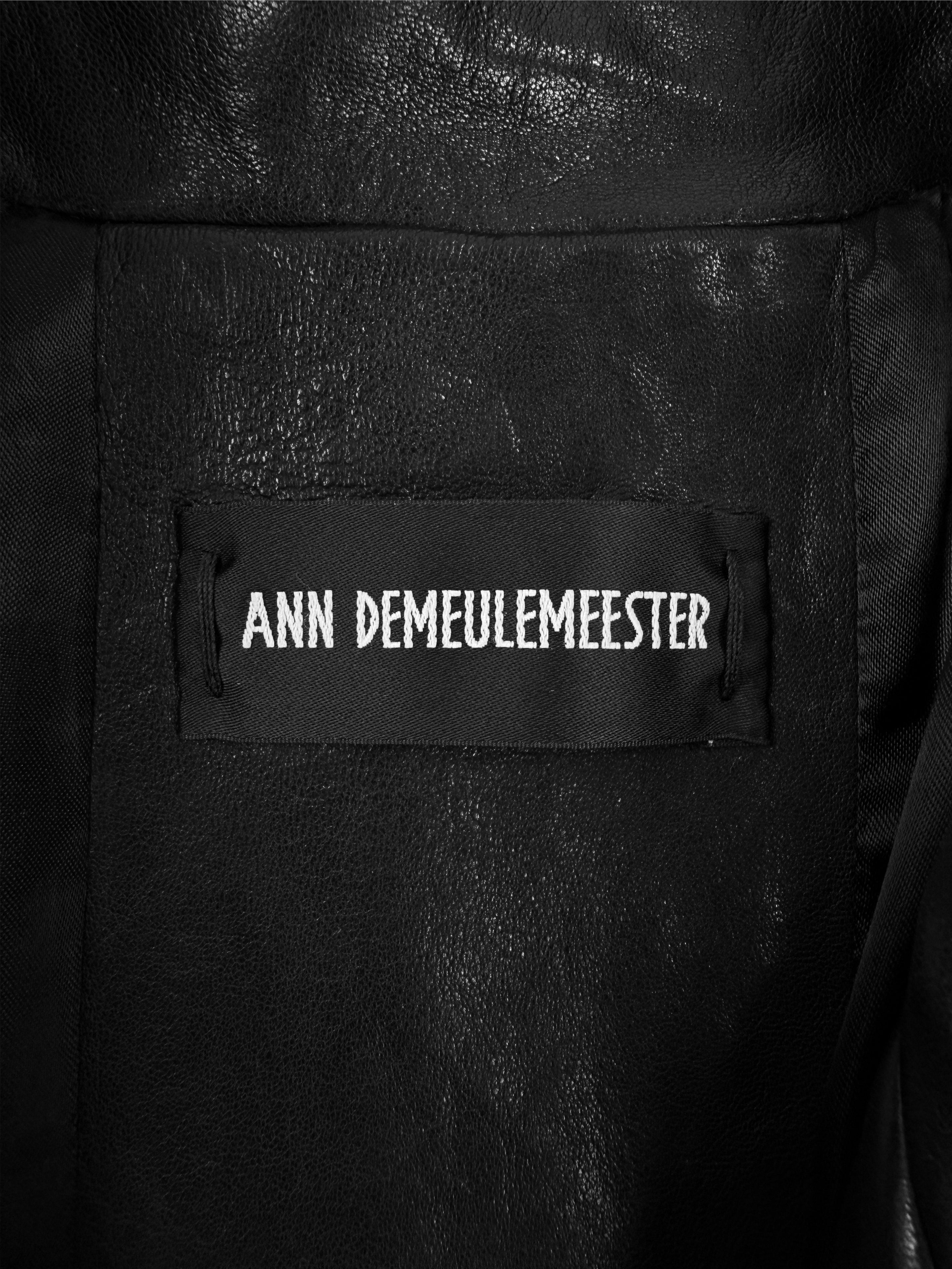 AW25 Ann Demeulemeester Black Leather Oversized Trench Coat