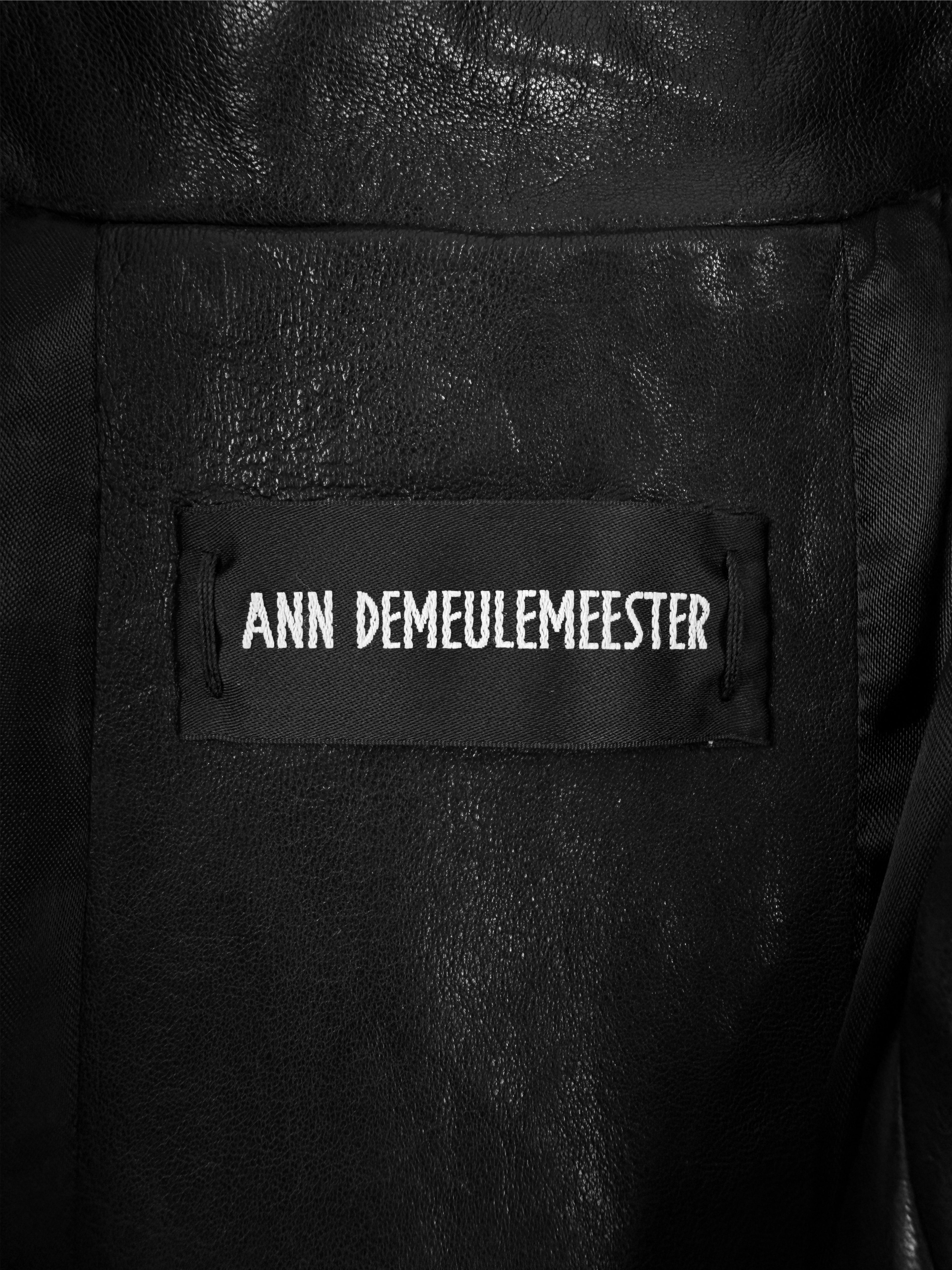 AW25 Ann Demeulemeester Black Leather Oversized Trench Coat