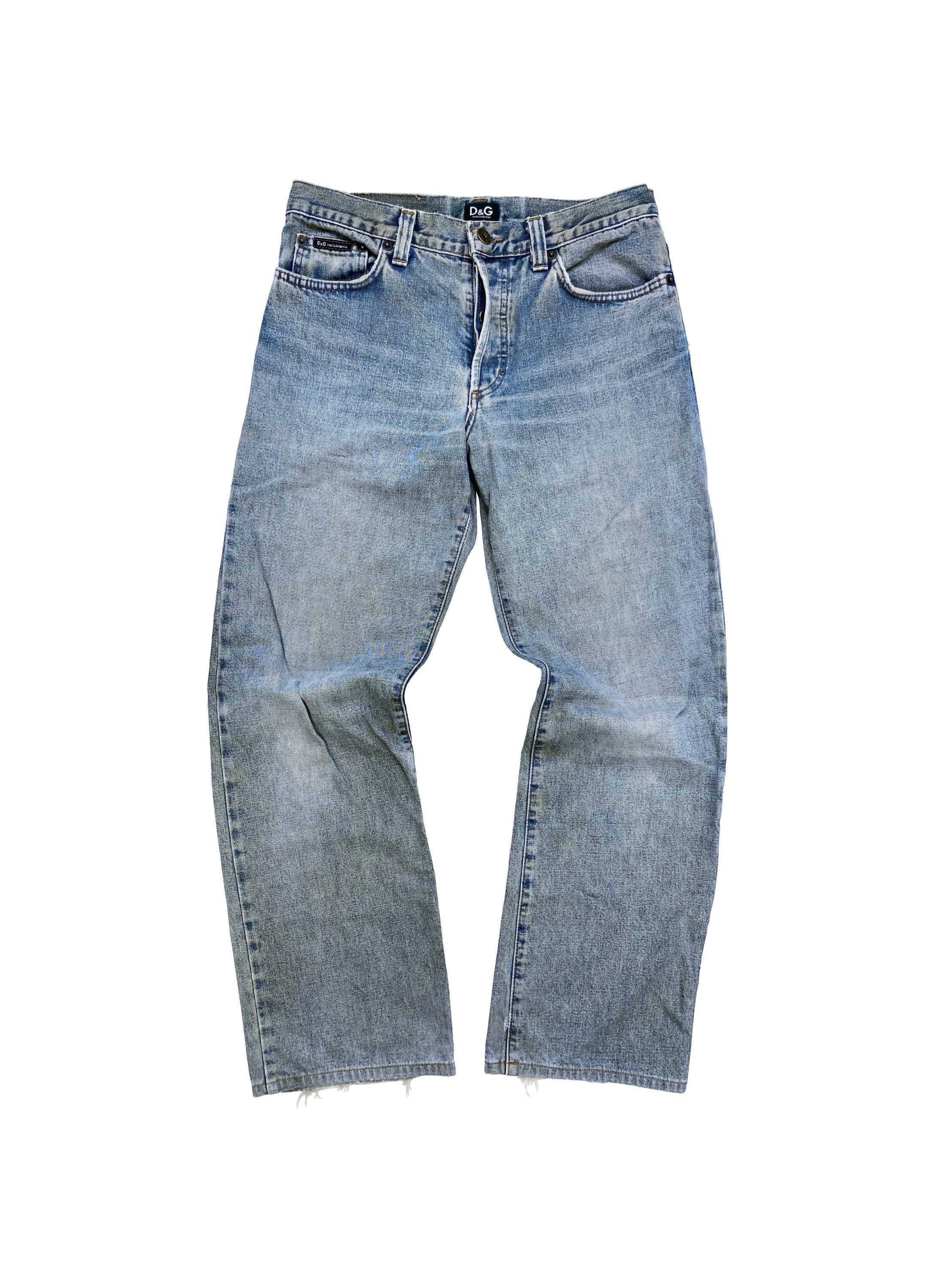 Dolce &amp; Gabbana Light Wash Distressed 5 Pocket Denim Jeans