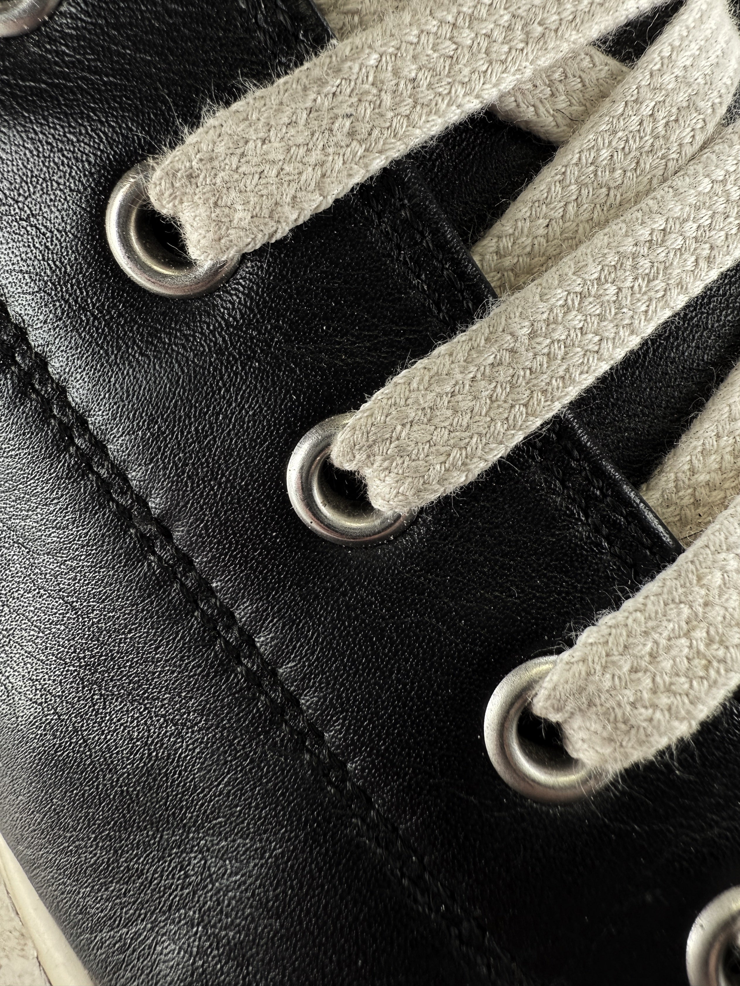 Rick Owens Black Leather ‘Ramone’ Low-top Sneakers