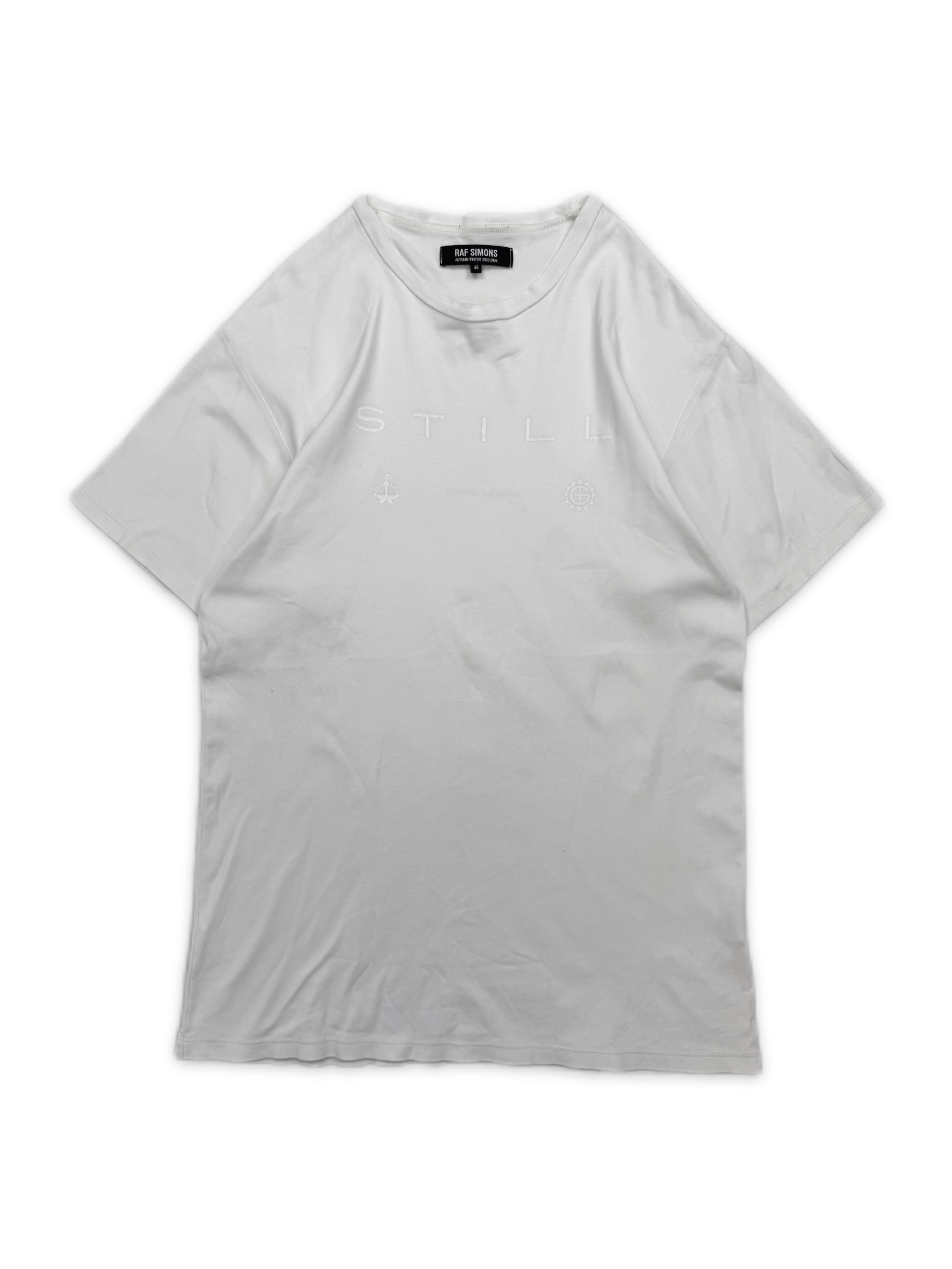 AW03 Raf Simons Closer ‘Still’ White Graphic T-Shirt