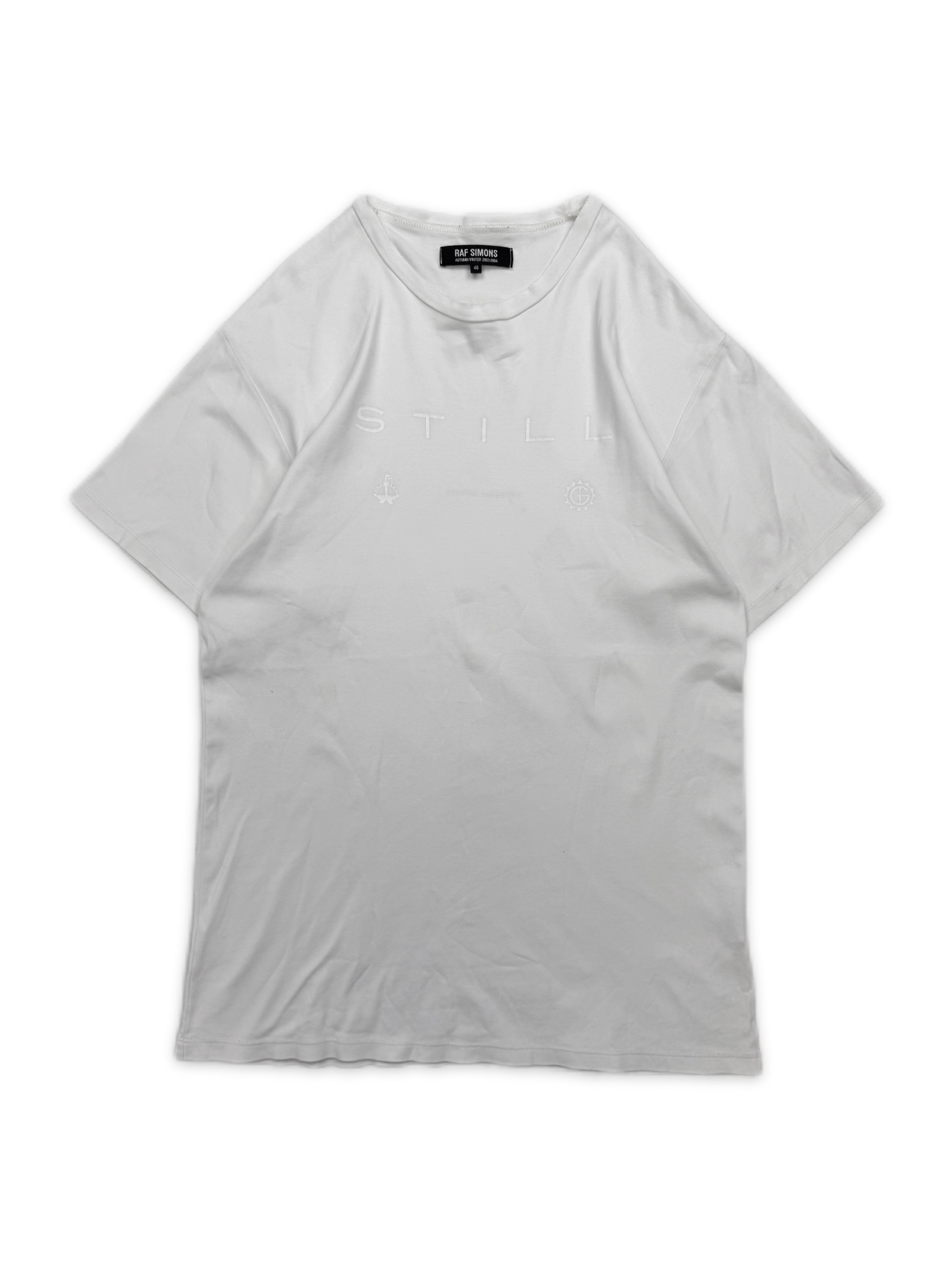 AW03 Raf Simons Closer ‘Still’ White Graphic T-Shirt
