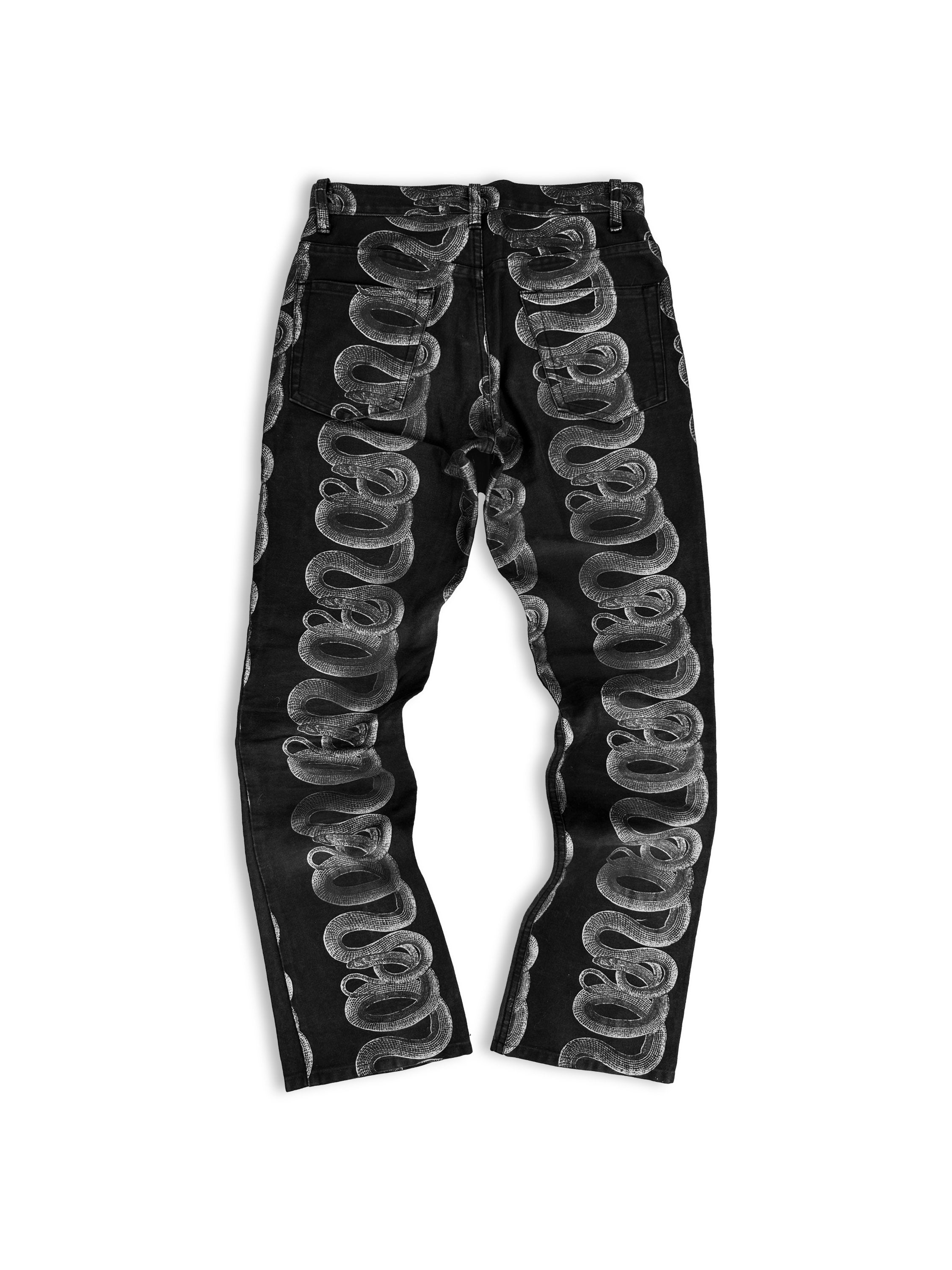 SS98 Hysteric Glamour ‘Snake’ Spiral Motif Black Denim