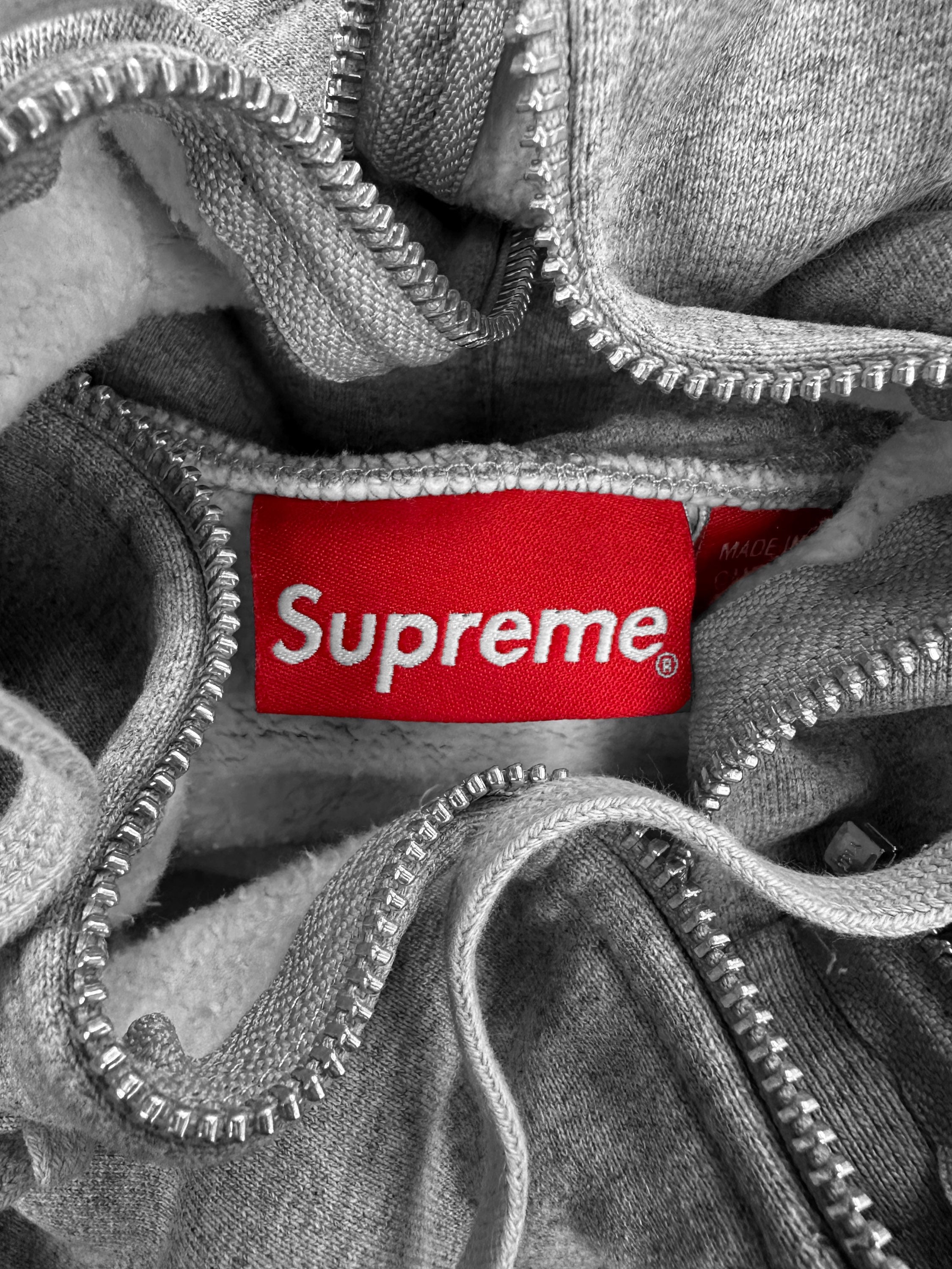 FW13 Supreme x Gonz ‘Piss Face’ Slogan Heather Grey Zip-up Hoodie