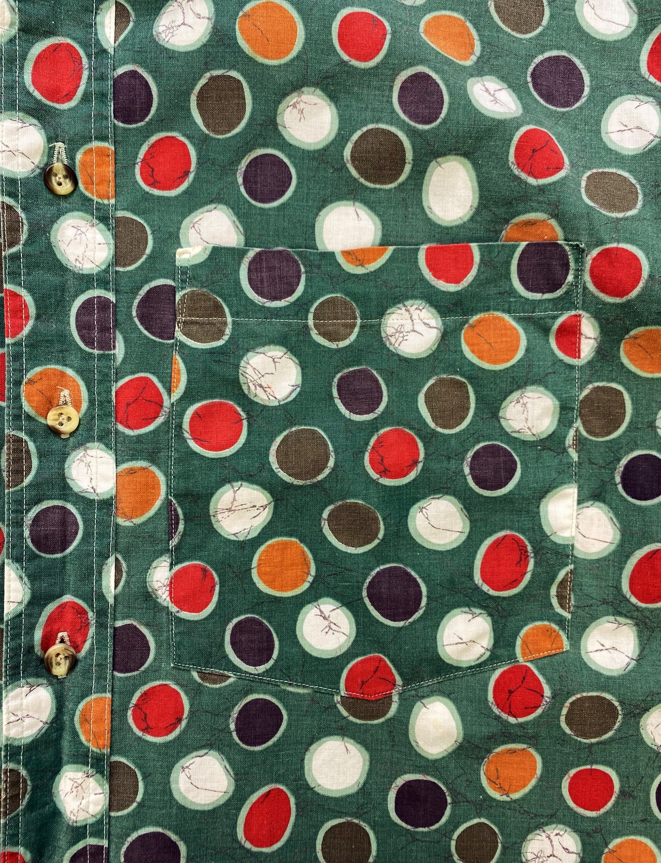 90’s Dior Abstract Full Print Collared Emerald Green Button Up Shirt