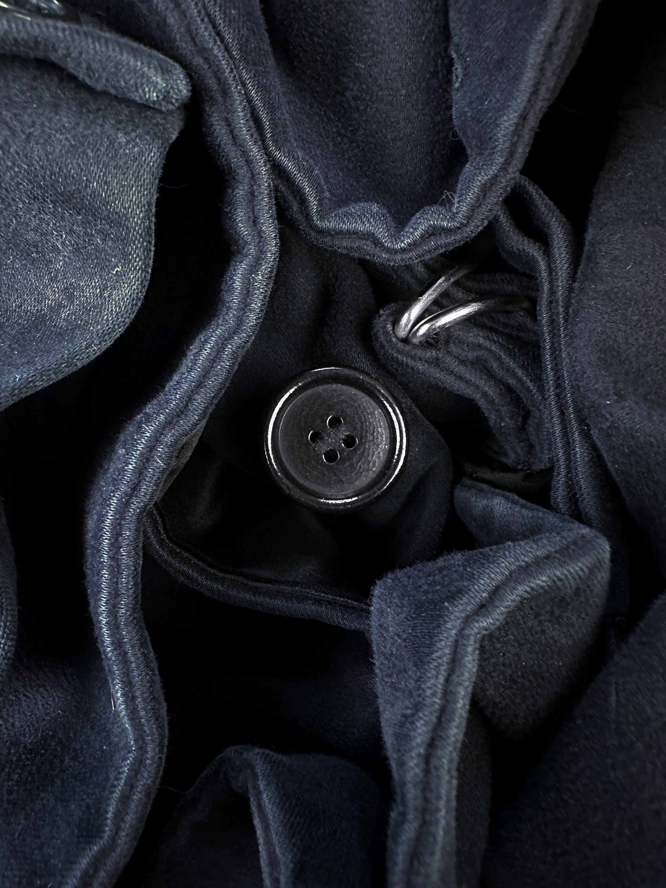 AW02 Helmut Lang ‘Moleskin’ Silk Striped Navy Trench Coat