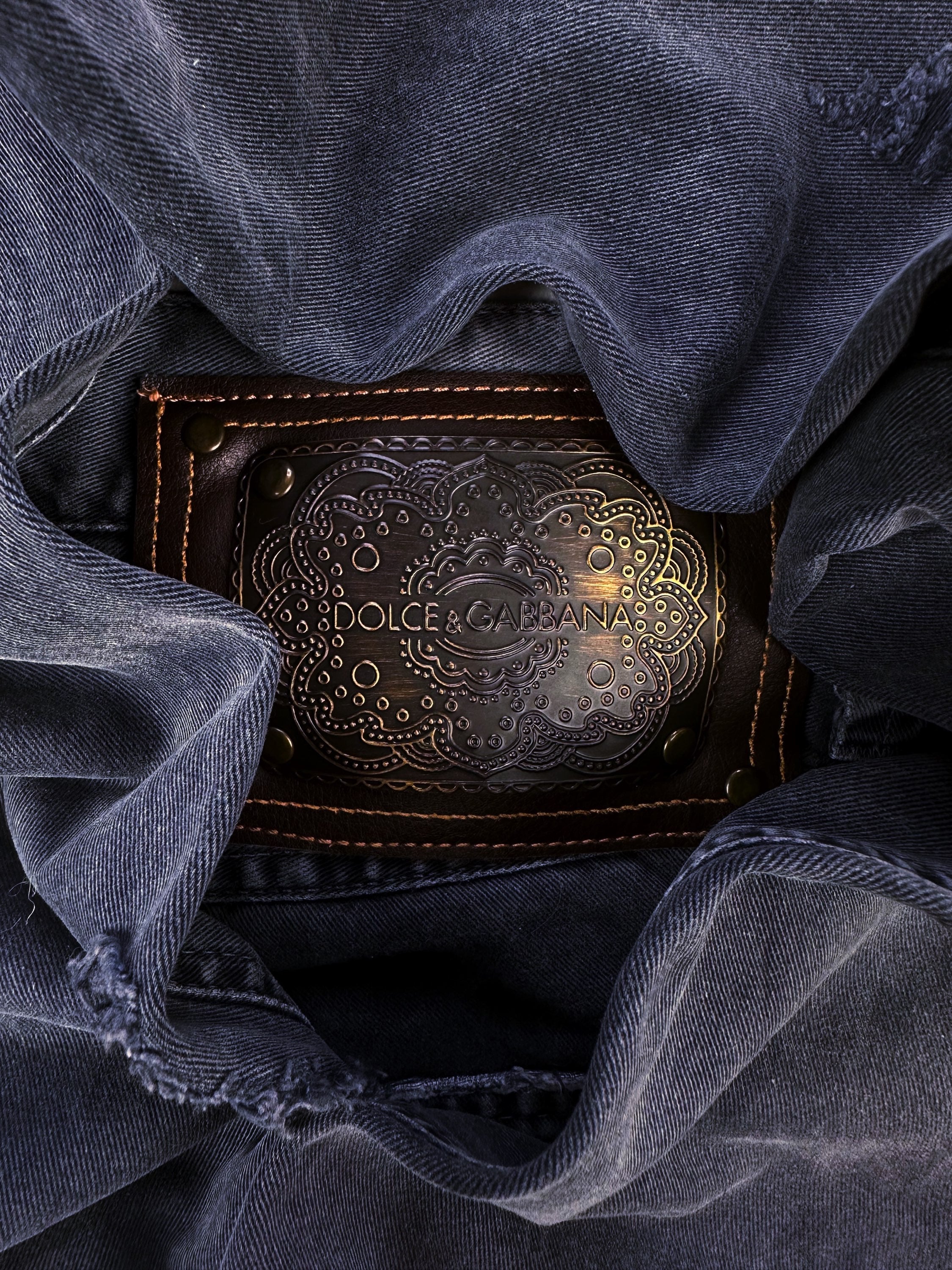 00s Dolce & Gabbanna Distressed Dark Wash Denim