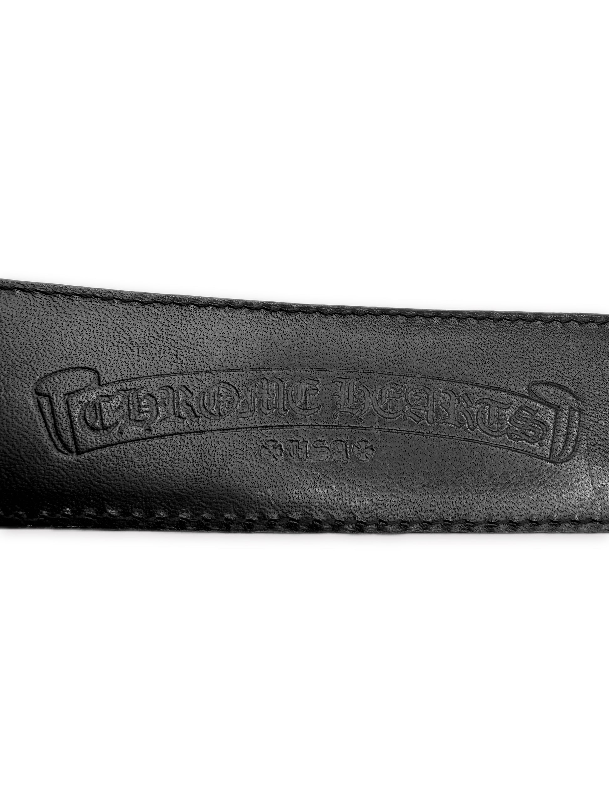 Chrome Hearts OTJ Square Buckle Silver 3 Piece Black Leather Belt