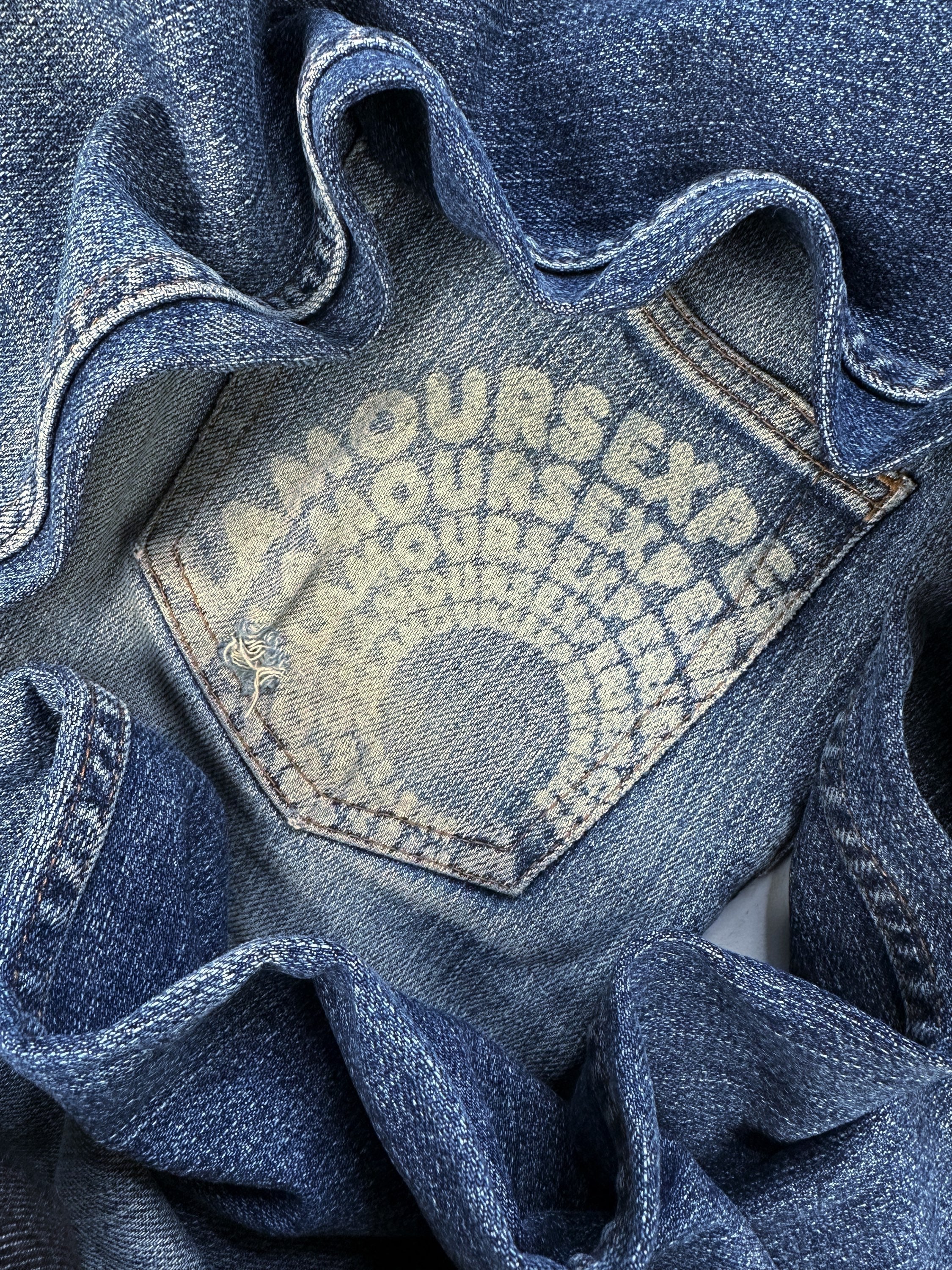 00s Hysteric Glamour ‘Spiral’ Print Flared Kinky Cargo Denim