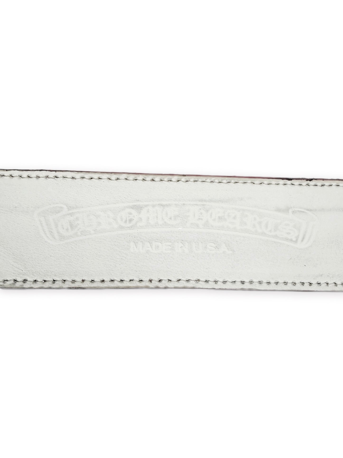 Chrome Hearts Patent Baby Pink / White Leather Rhodium Belt Strap