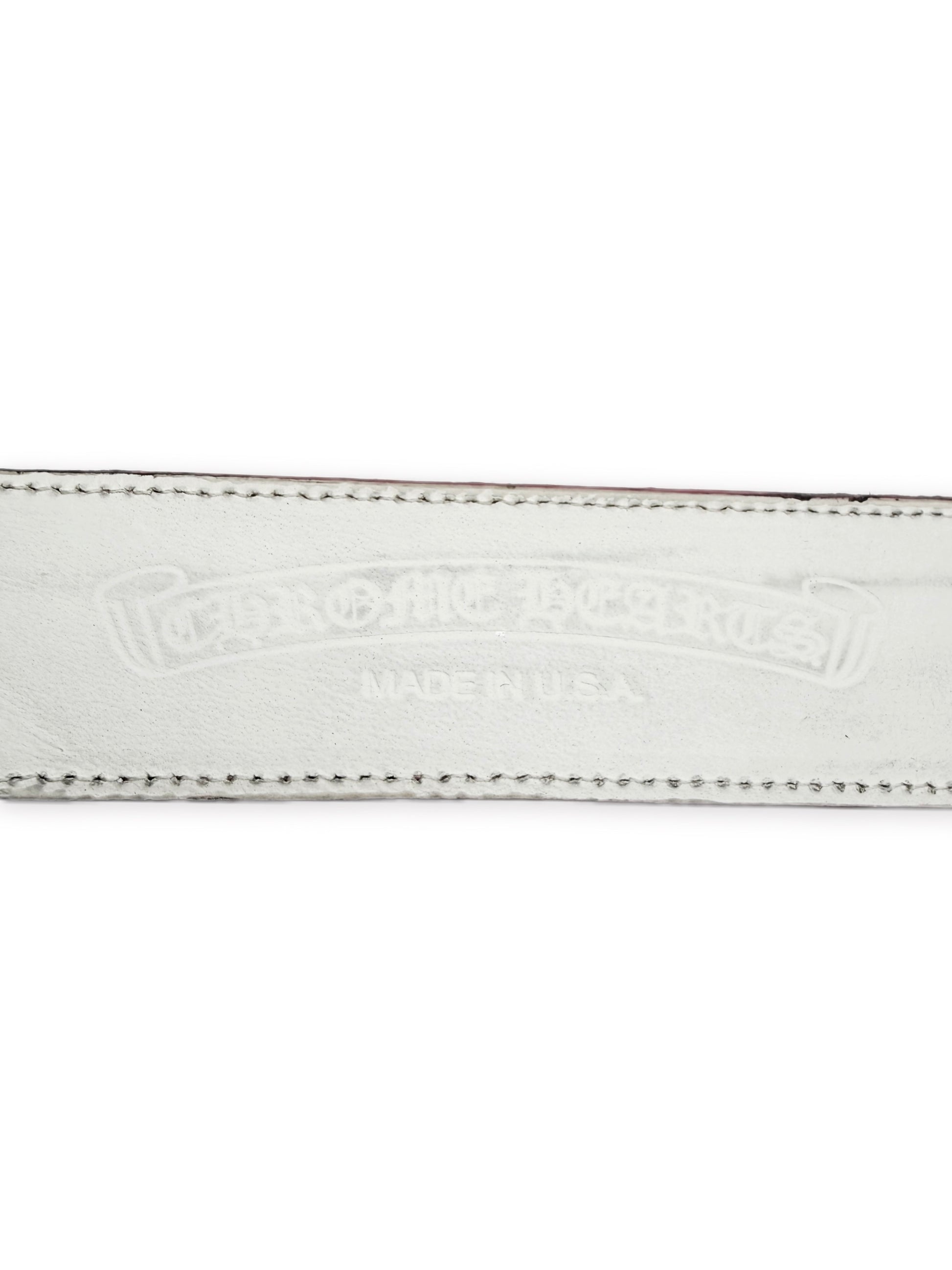 Chrome Hearts Patent Baby Pink / White Leather Rhodium Belt Strap