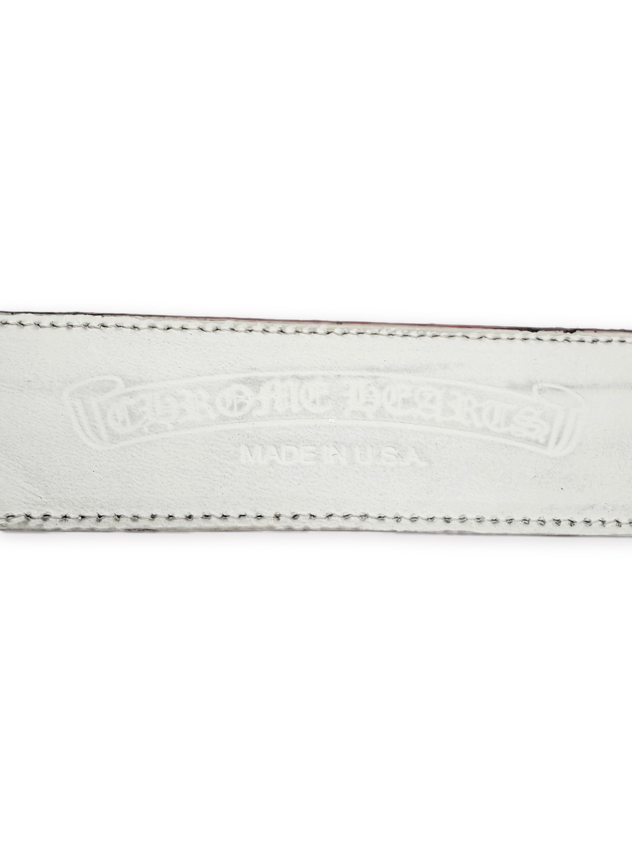 Chrome Hearts Patent Baby Pink / White Leather Rhodium Belt Strap