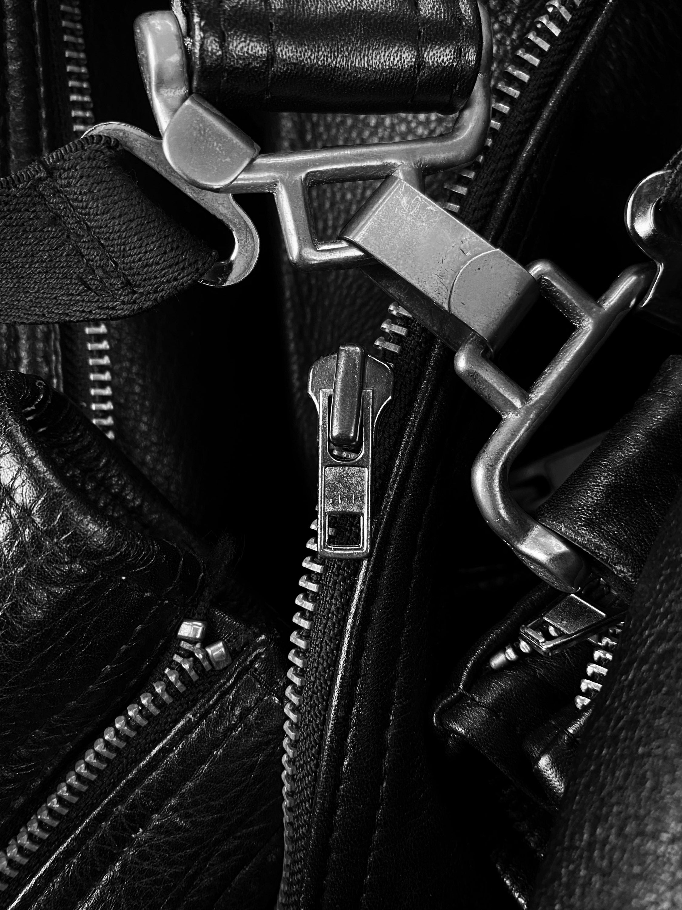 00s Kadoya ‘Battle Suit’ Armoured Black Leather Biker Jacket