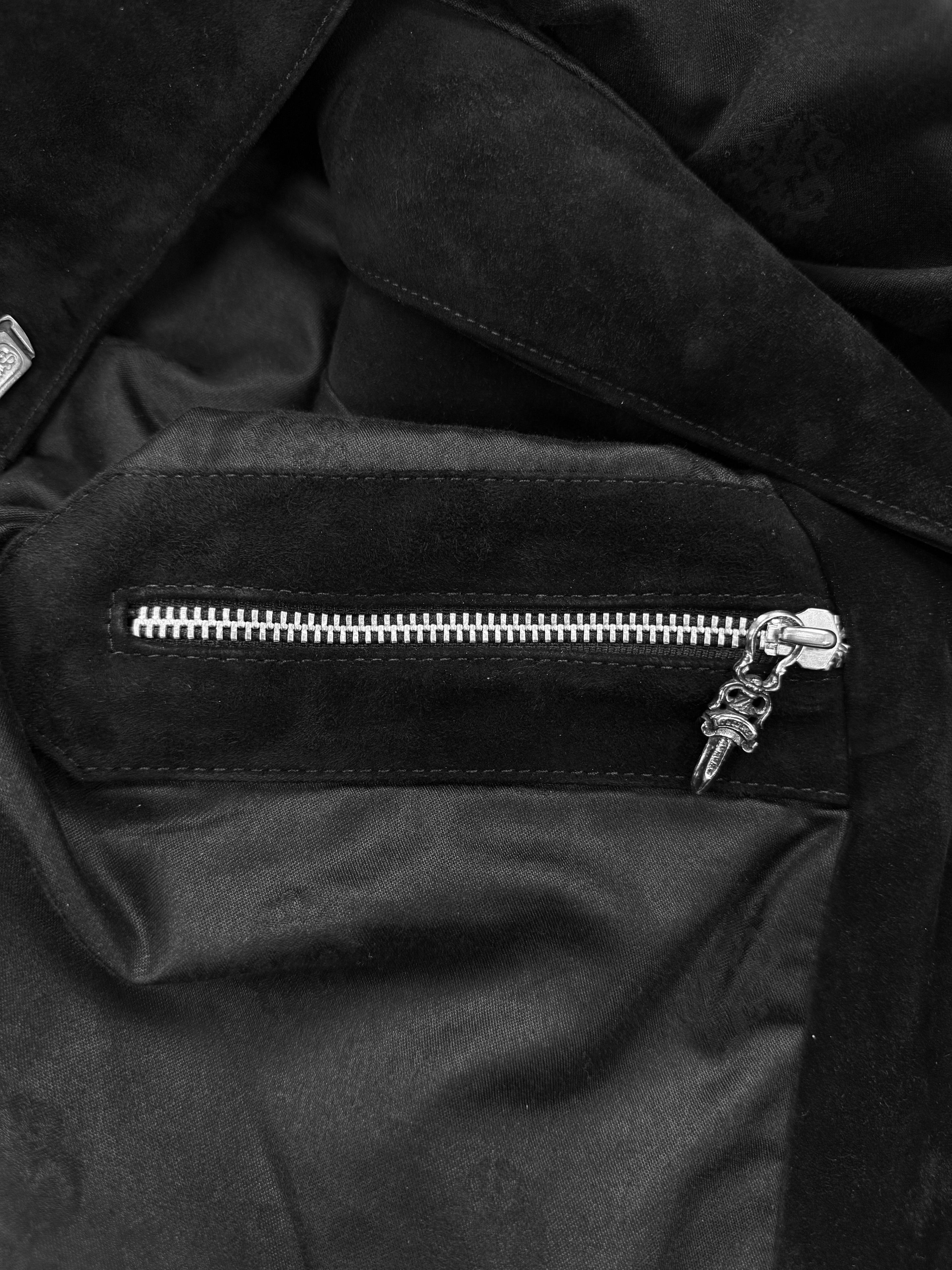 Chrome Hearts ‘Fleur de Lis’ Leather Patch Suede Cross Button Vest