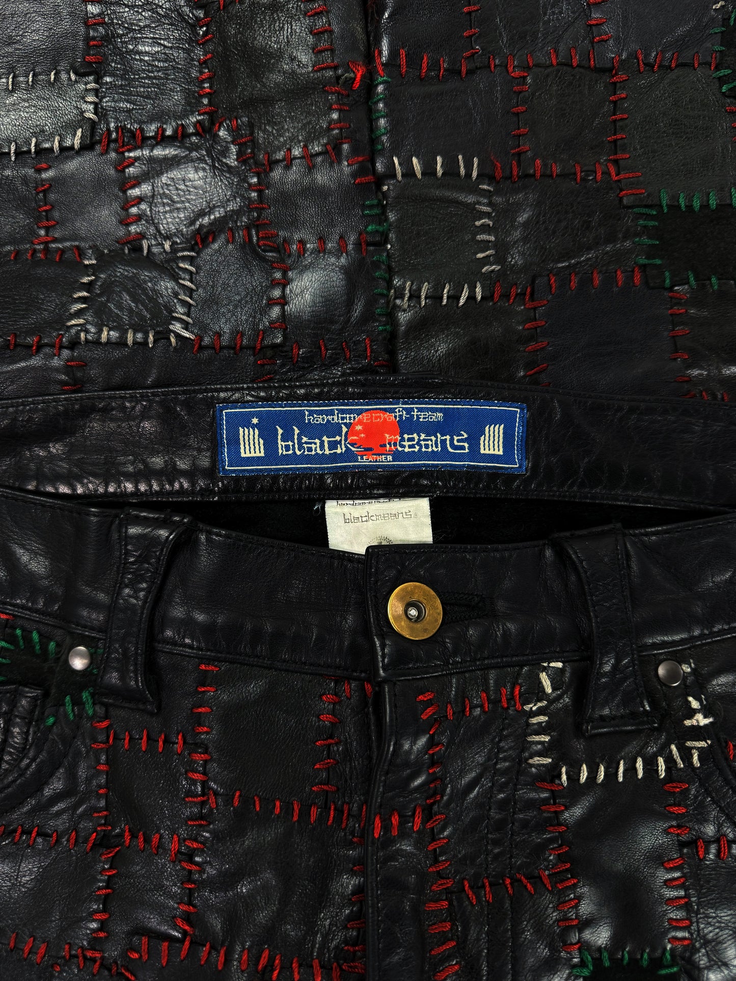 AW13 Blackmeans ‘Scab’ Calfskin Leather Patchwork Crust Pants