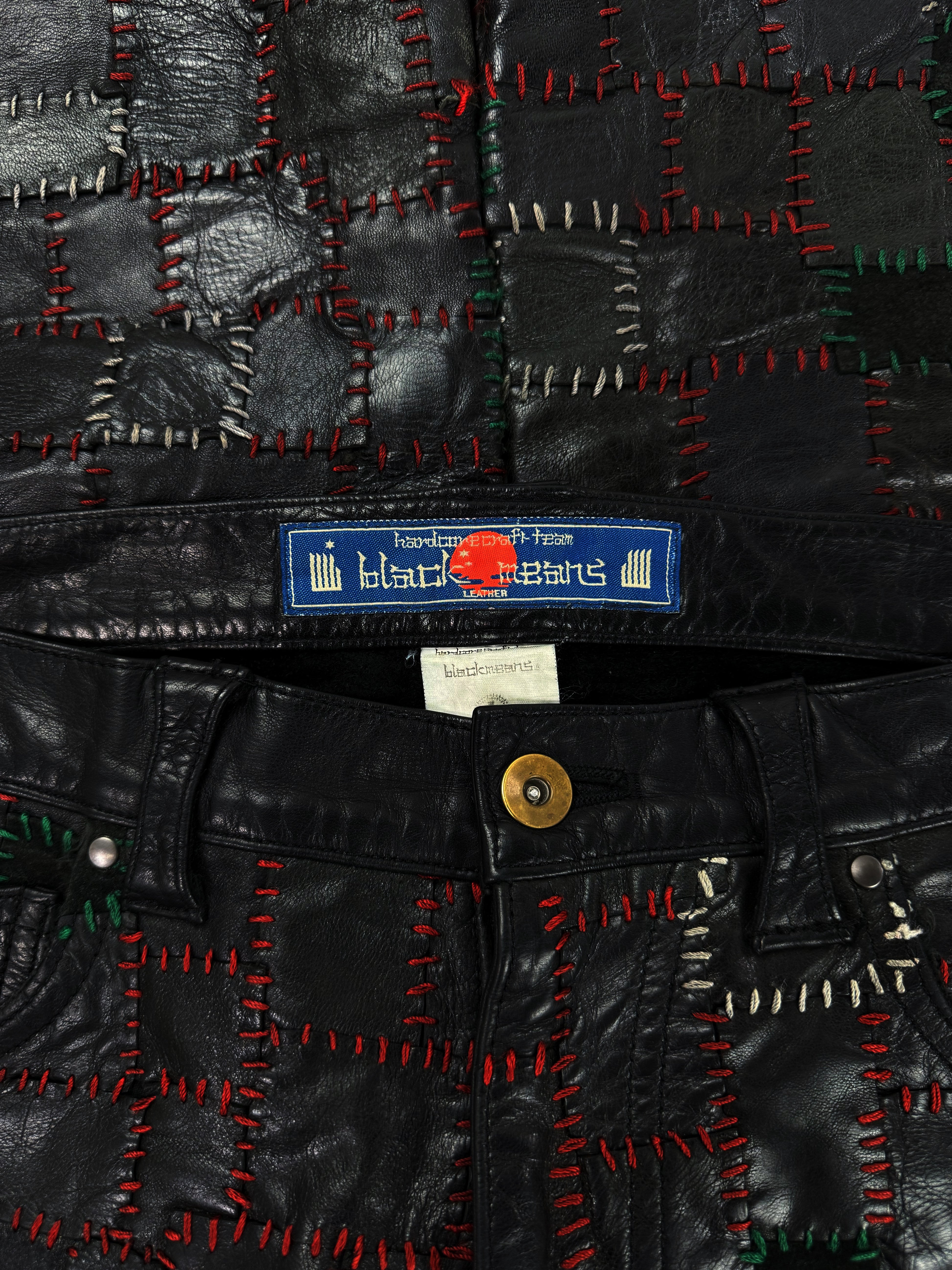 AW13 Blackmeans ‘Scab’ Calfskin Leather Patchwork Crust Pants