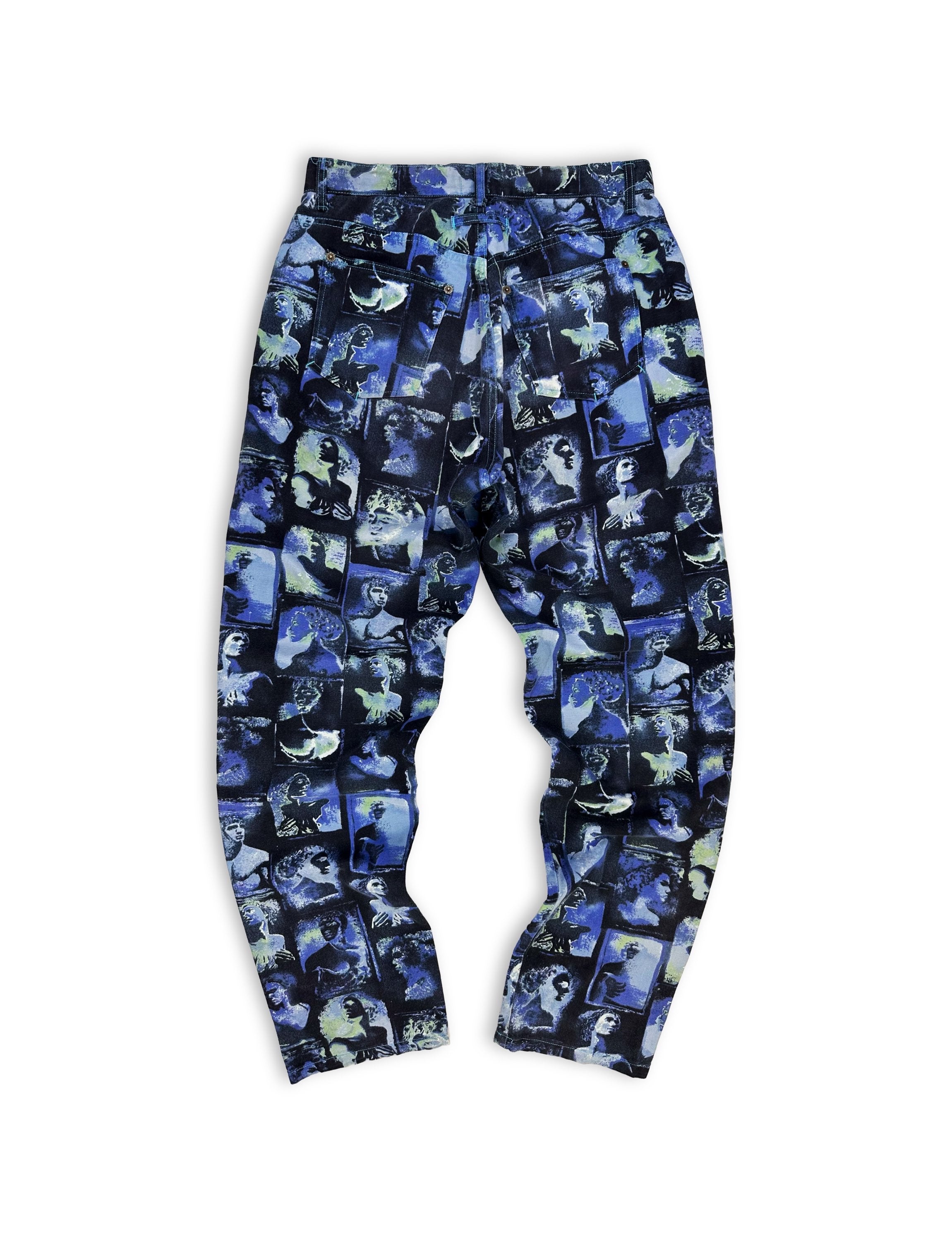 SS93 Jean Paul Gaultier ‘Faces’ Graphic Two Tone Denim