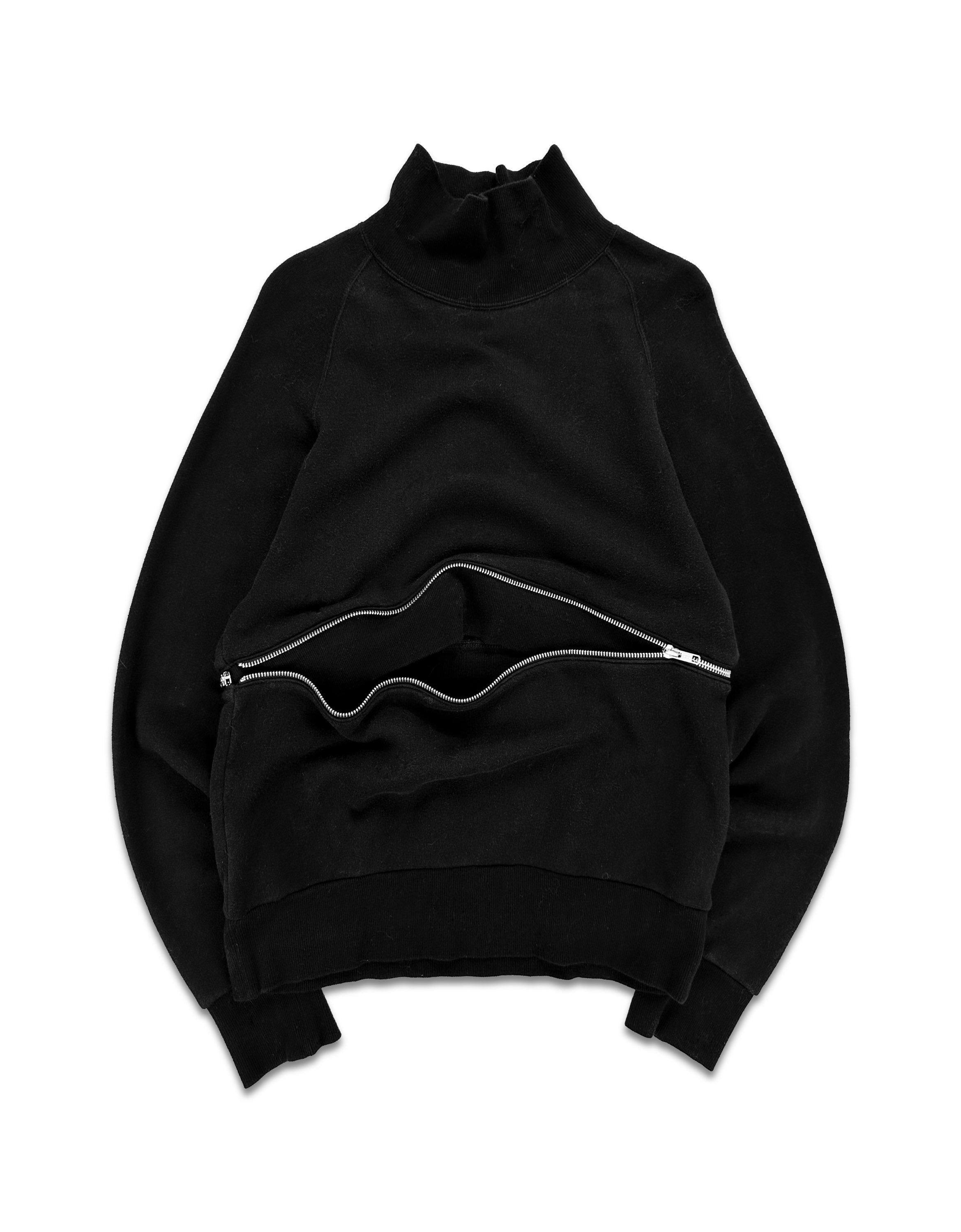 00s Yohji Yamamoto ‘Spiral’ Zip Transformable Black Turtleneck