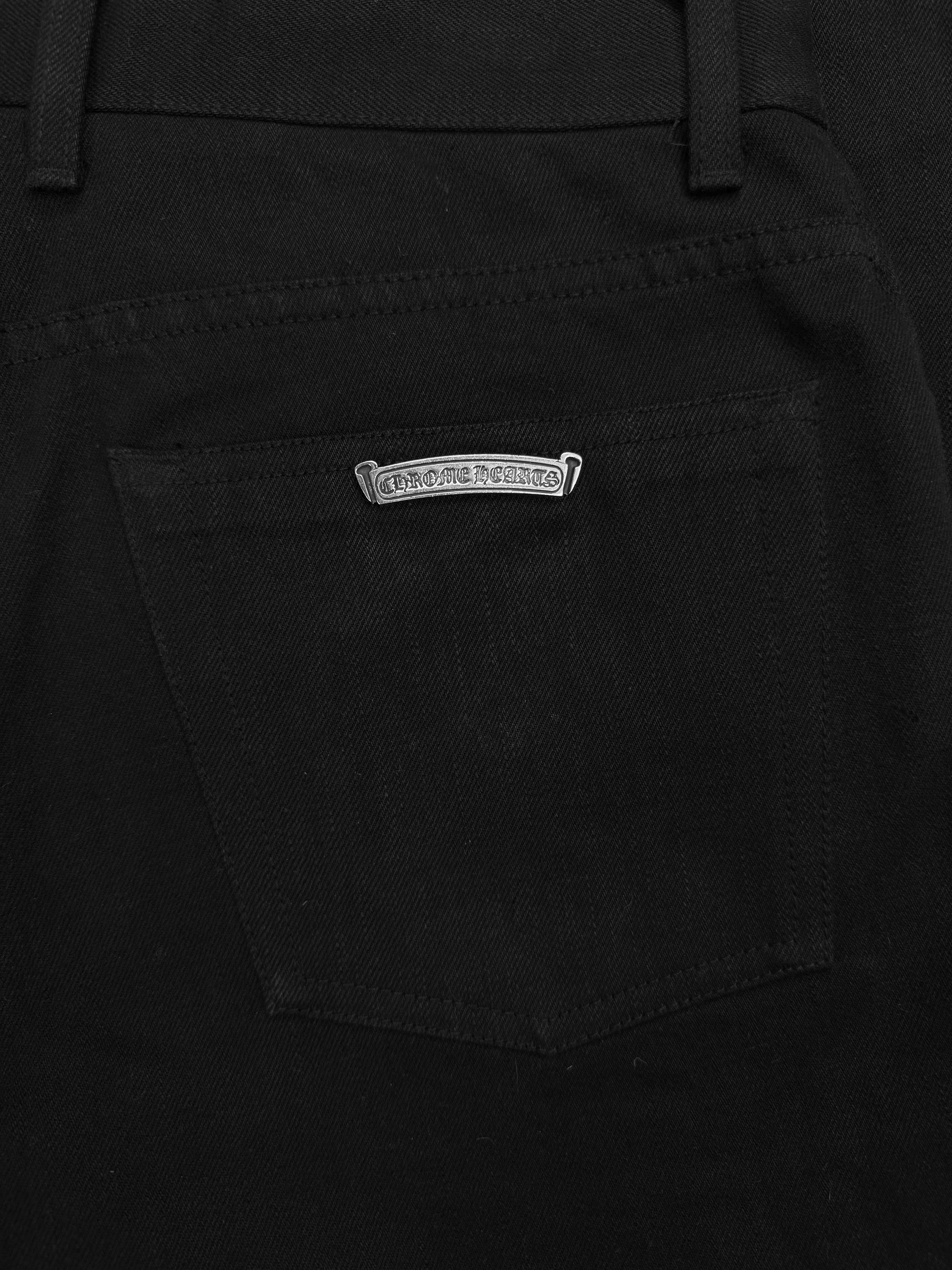 Chrome Hearts Boot Cut Fleur Knee .925 Silver Black Denim Jeans