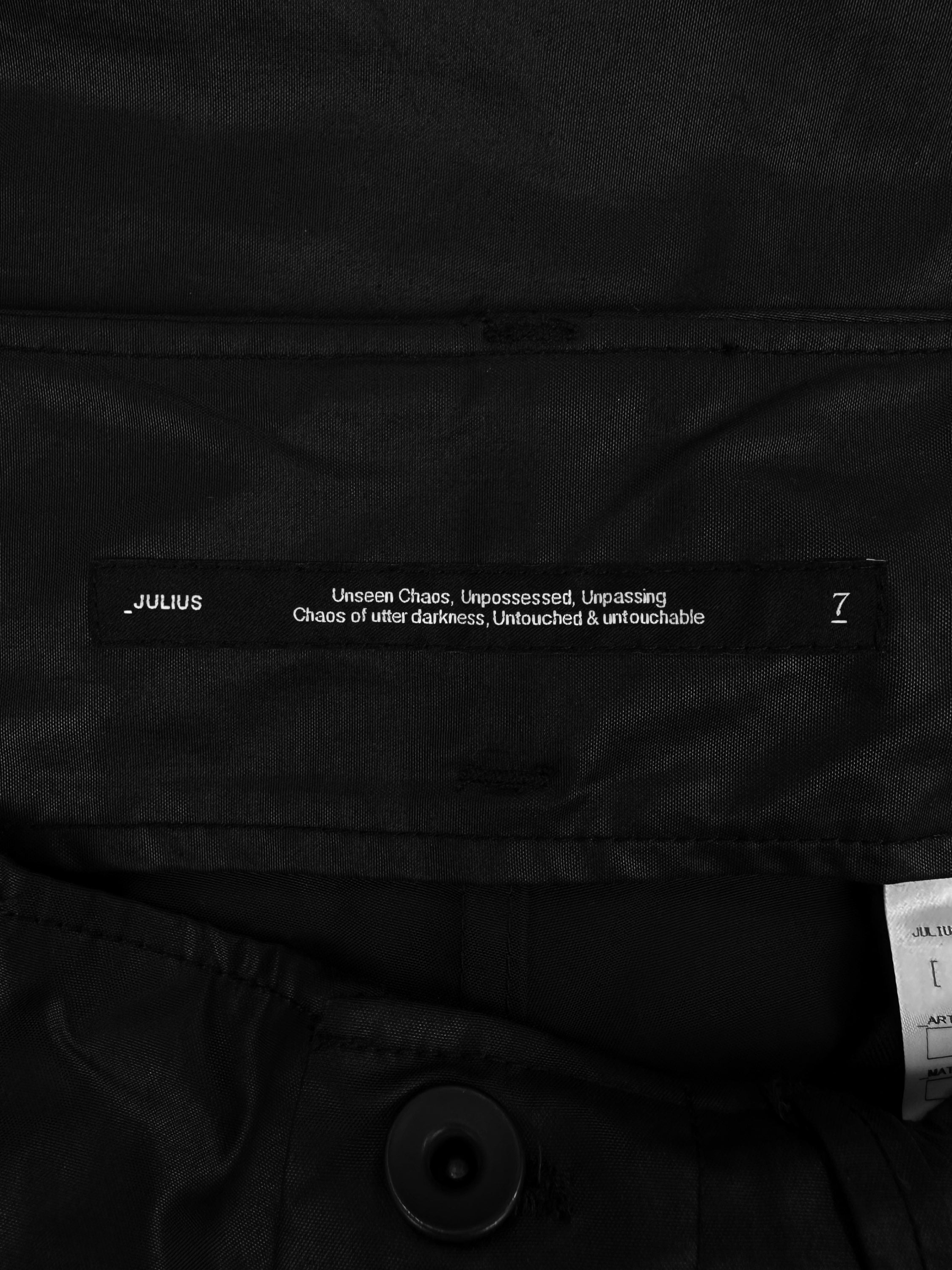 Julius_7 Black ‘Butterfly’ Pocket Mult-zip Black Nylon Pants